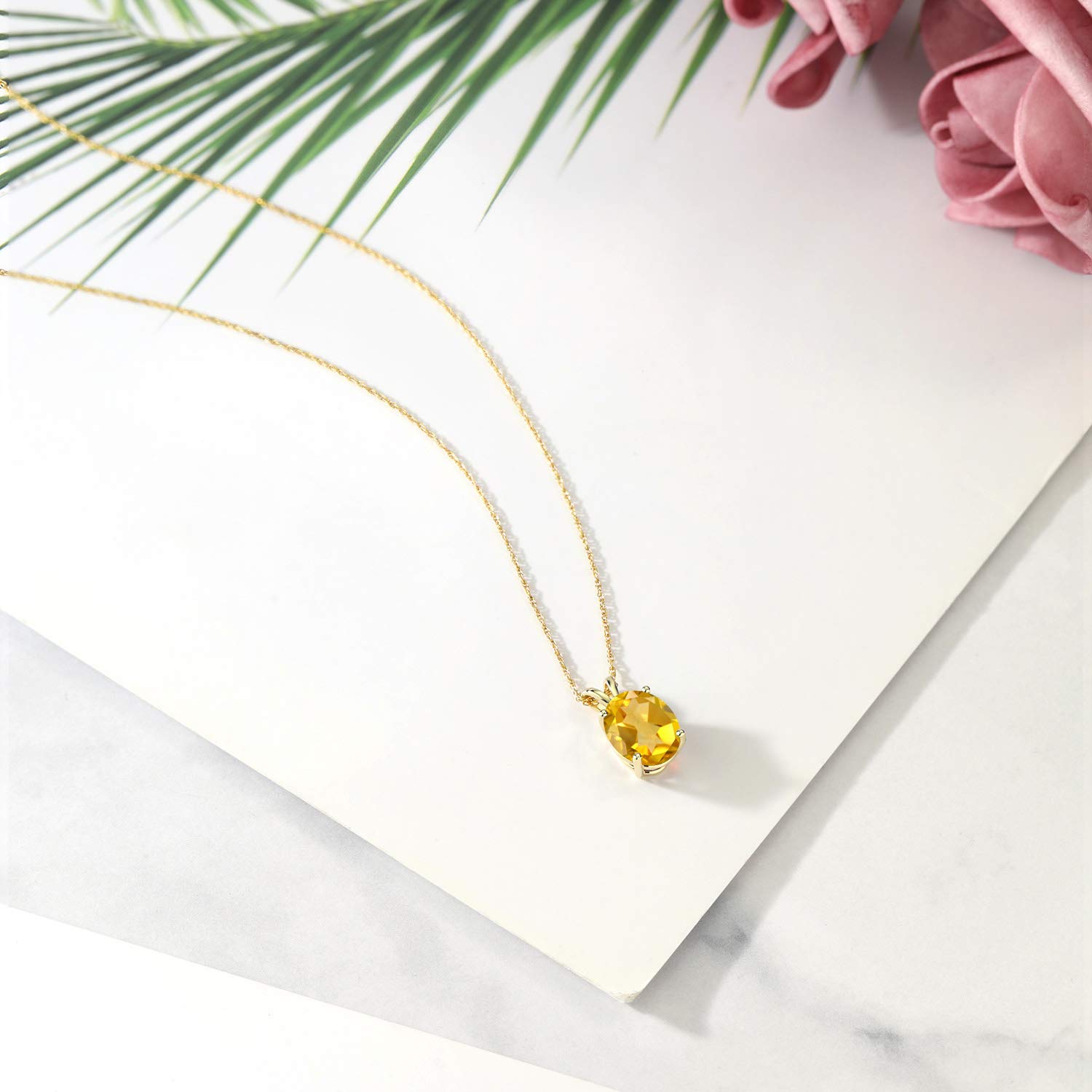 14K Yellow Gold 10X8MM Oval Birthstone Pendant Necklace for Women - 18 Inch Chain | Fine Jewelry Gift for Mom, Wife, Her | Perfect for Birthdays, Anniversaries & Special Occasions