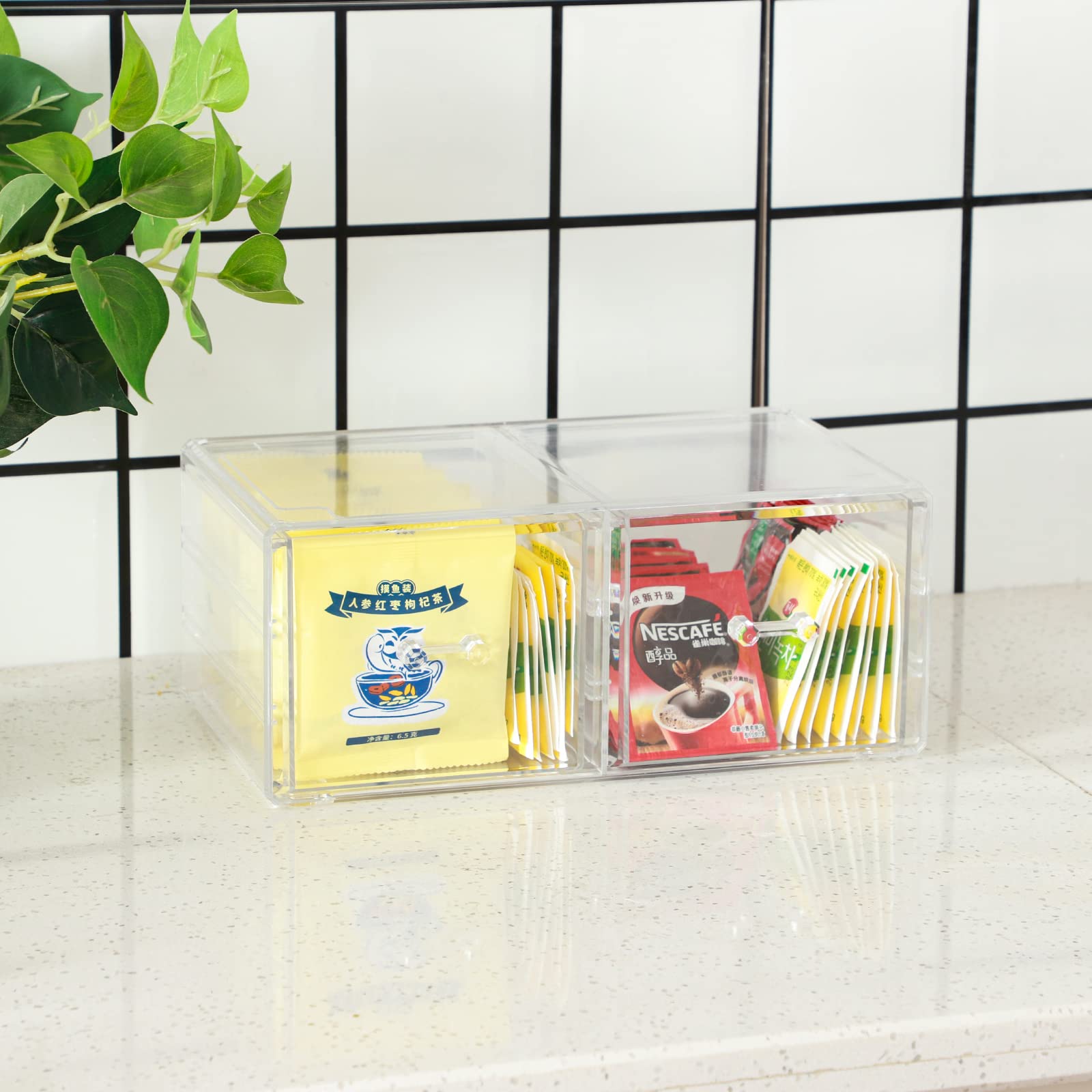 2-Pack Clear Acrylic Stackable Storage Drawers for Vanity & Desk - 6-Tier Desktop Organizer for Office, Jewelry, Hair Clips, Makeup & Beauty Products - Perfect for Bedroom, Bathroom & Workspace Organization