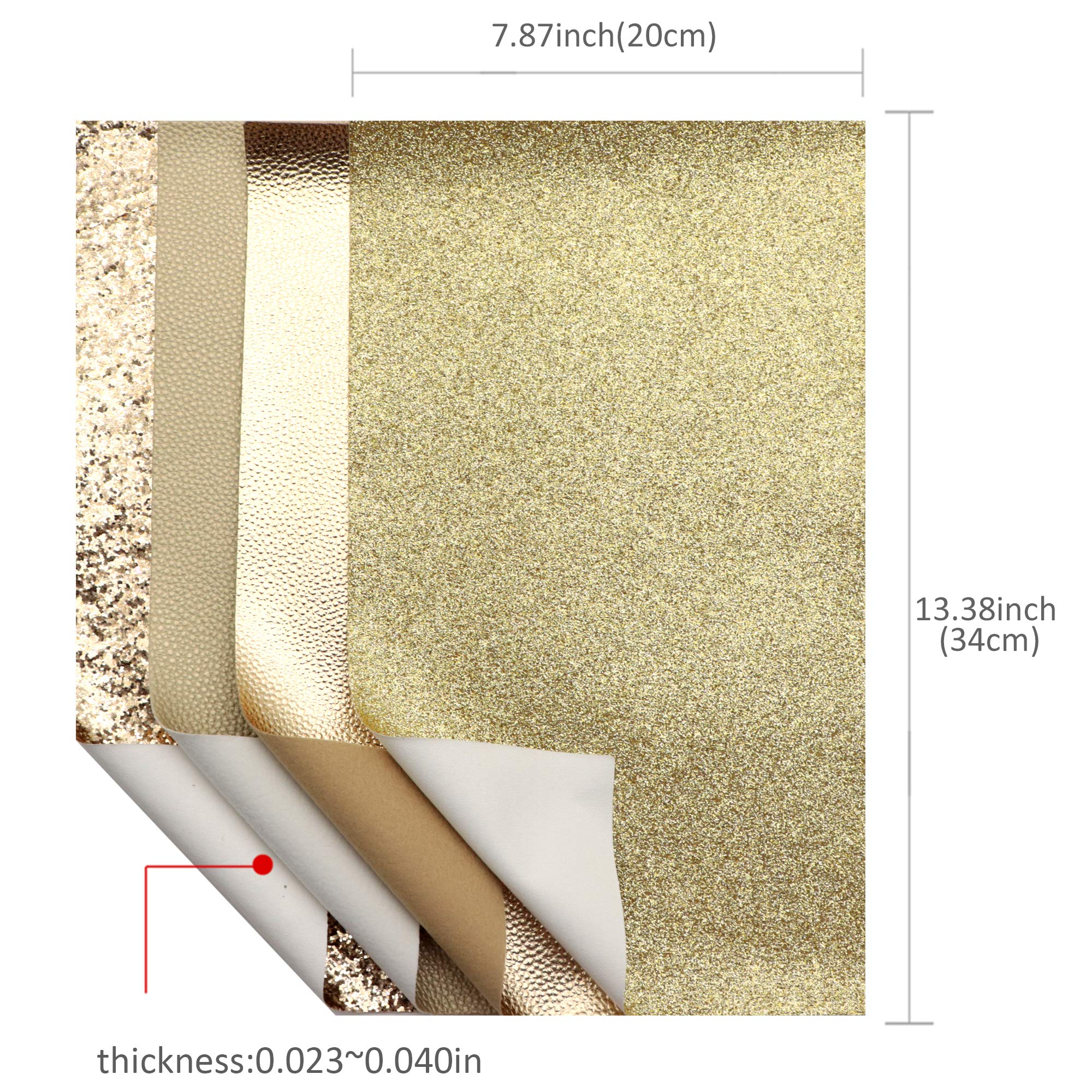 8-Piece Gold Glitter Faux Leather Sheets Bundle - 7.7