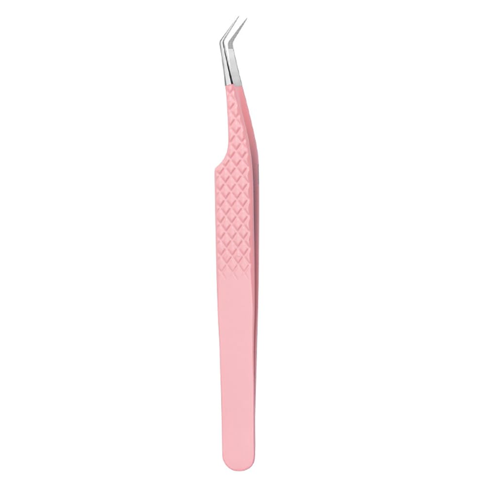 Premium Pink Stainless Steel Fiber Tip Tweezers for Eyelash Extensions - High Precision Volume Fan Lash Tweezers, Professional Makeup Tools (Small Queen Clip) | Perfect for Salon Professionals & DIY Lash Artists
