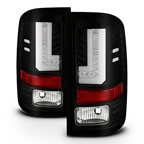 AKKON L-Shape LED Light Tube Tail Lights Brake Lamp Assembly Pair for 16-18 GMC Sierra 1500 - Black Bezel Design, Durable & Bright LED Lighting - Perfect for Night Driving, Off-Road Adventures & Custom Truck Upgrades