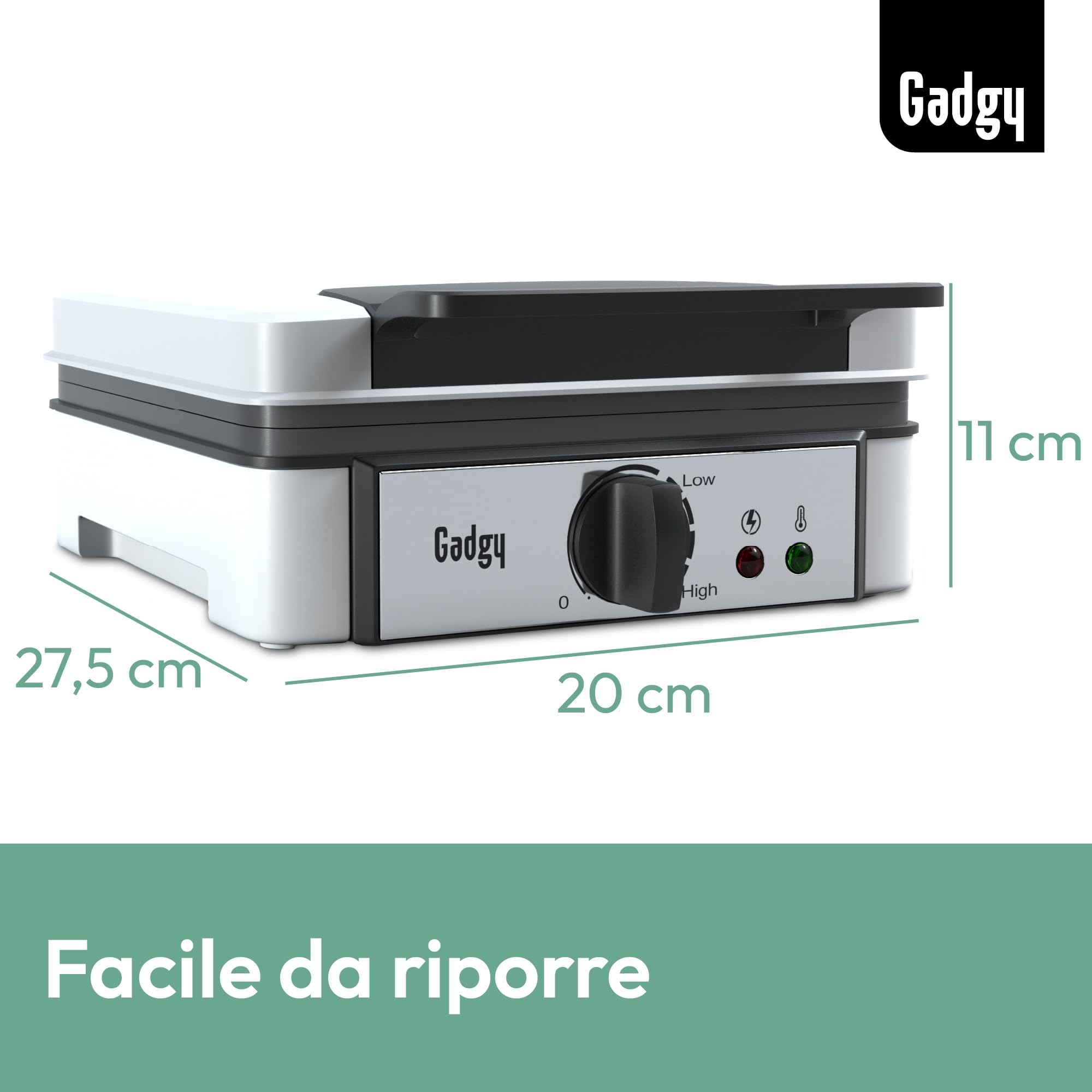 **Gadgy Belgian Waffle Maker - Non-Stick Coating - 1200W - Perfect for 2 Brussels Waffles - Ideal for Breakfast, Brunch & Desserts**
