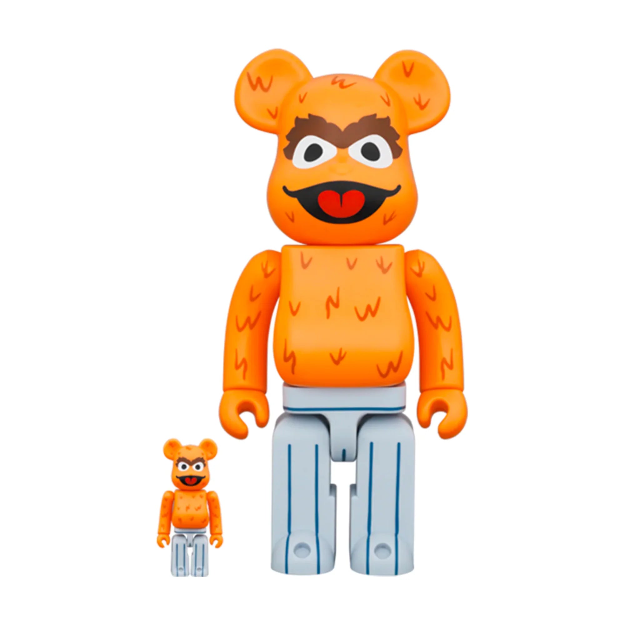 Bearbrick x Sesame Street Oscar The Grouch 100% & 400% Collectible Figure Set with Orange Fur Graphics - Perfect for Anime Fans, Toy Collectors and Home Decor Display