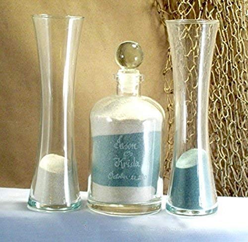 Personalized Unity Sand Ceremony Set - Wedding & Anniversary Keepsake with Euro Glass Tops & Curved Sides - Perfect for Vow Renewals, First Dances, and Romantic Gift Giving