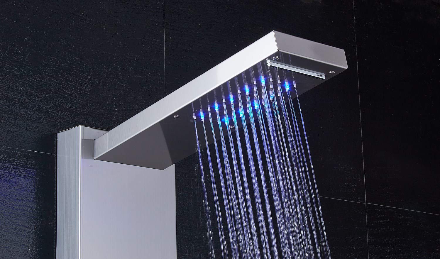LED Shower Panel Tower System with Rainfall Shower Head & Massage Body Jets in Brushed Nickel - Perfect for Spa-Like Bathroom Experience & Modern Home Upgrade