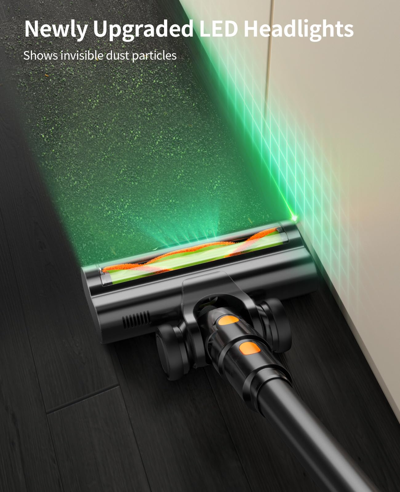 Powerful Cordless Vacuum Cleaner - 550W/45Kpa Rechargeable Stick Vacuum with 60Min Runtime, Anti-Tangle Technology & Dual Handheld Mode for Pet Hair, Carpet & Hard Floors - Lightweight Home Cleaning with Aromatherapy Function for Living Room, Bedroom & Car Interior