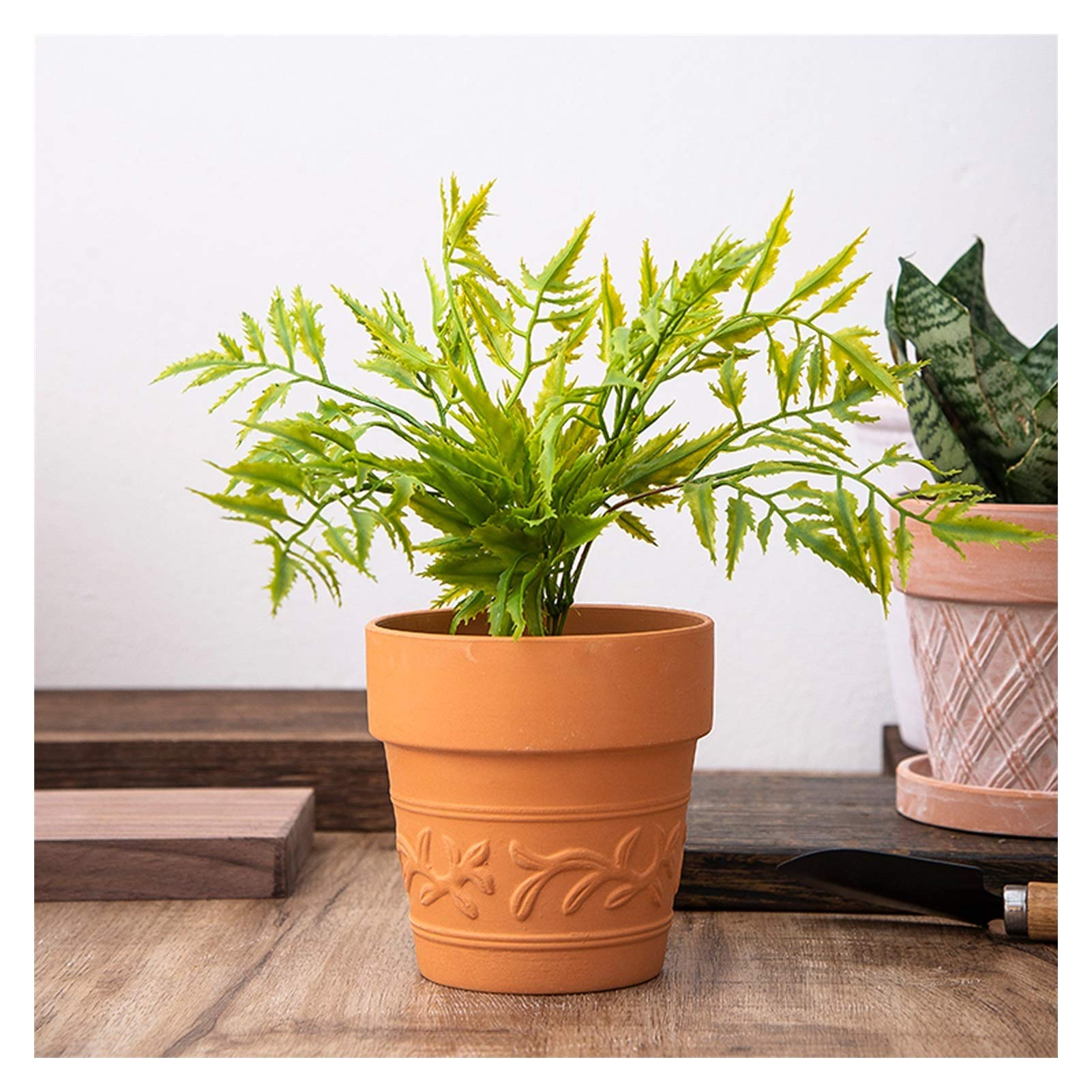 Modern Ceramic Flower Pots with Drain Hole & Saucer - Indoor/Outdoor Planters for Succulents, Herbs, Flowers - Home & Office Decoration (4 Inch, Style B) - Perfect for Windowsills, Desks, Patios & Gardens