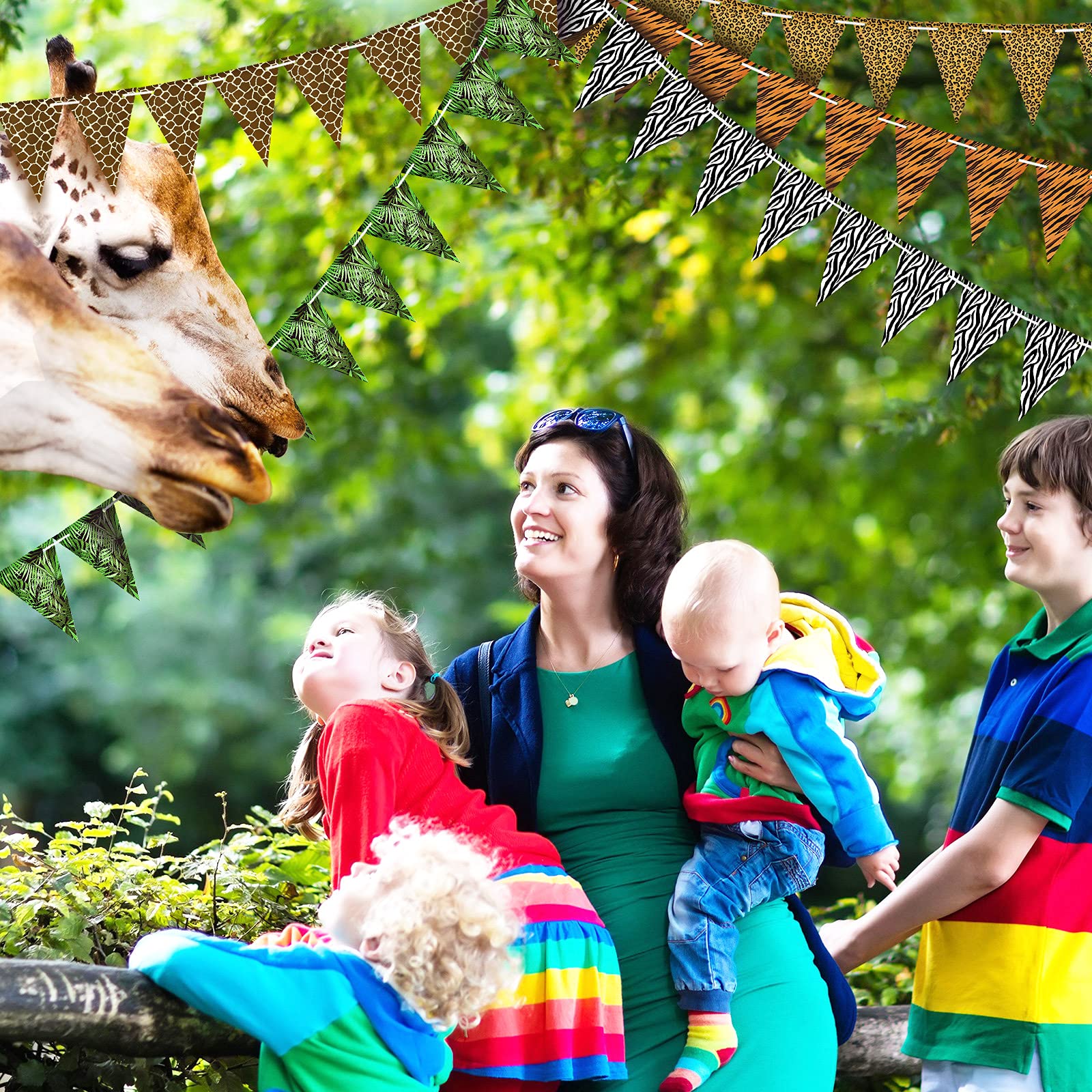 5-Piece Jungle Safari Wild Animal Print Banner Set - Animal Theme Party Decorations for Birthday, Baby Shower & Zoo Parties - Perfect for Jungle-Themed Events and Kids Room Decor