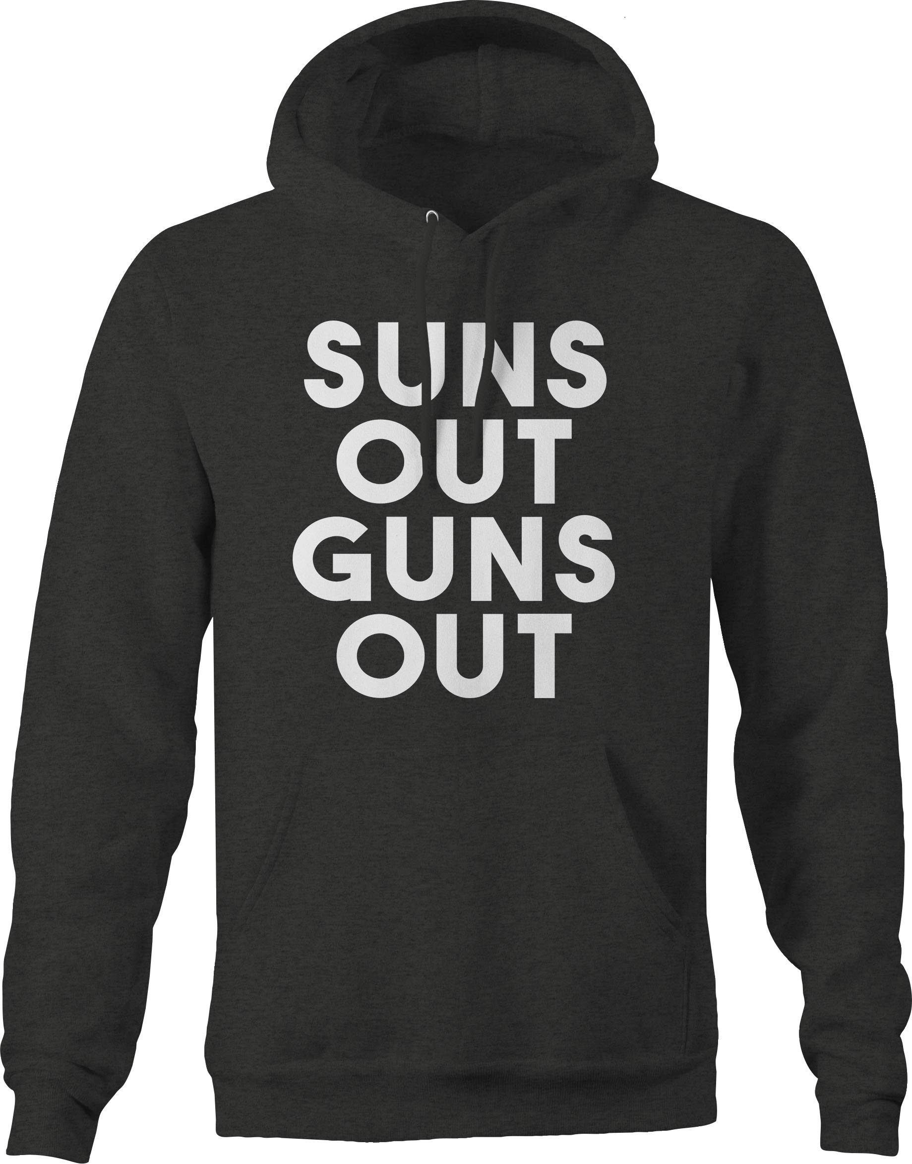 Men's Gym Hoodies - Suns Out Guns Out Workout Sweatshirt in Gray | Perfect for Training, Running & Casual Wear