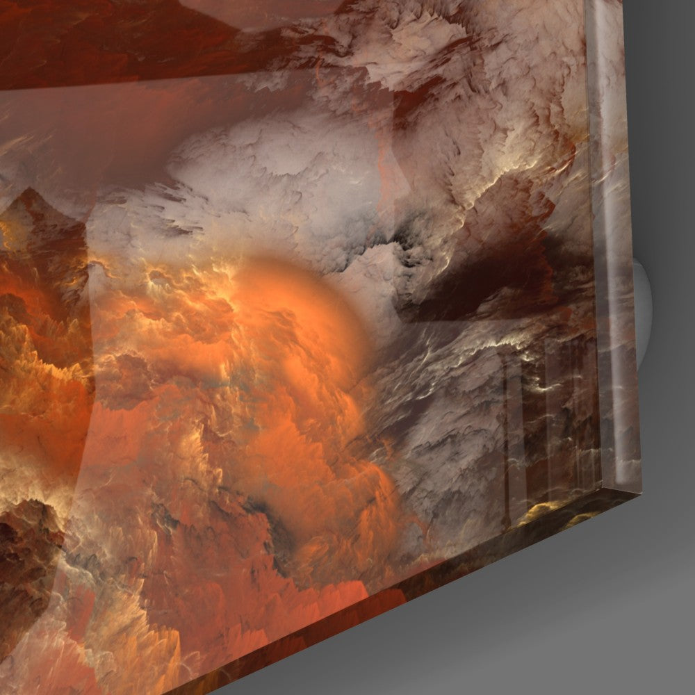 Red Apocalypse Glass Print Wall Art - Modern Abstract Home Decor for Living Room, Bedroom & Office - Perfect for Contemporary Interior Design