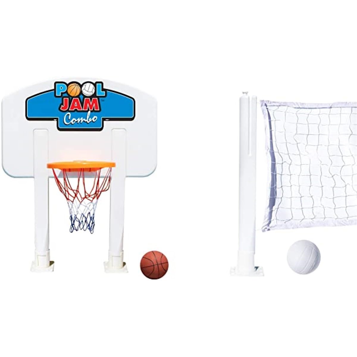 Pool Jam Combo - Above Ground Swimming Pool Basketball & Volleyball Set for Water Games | Perfect for Backyard Pool Parties & Summer Fun
