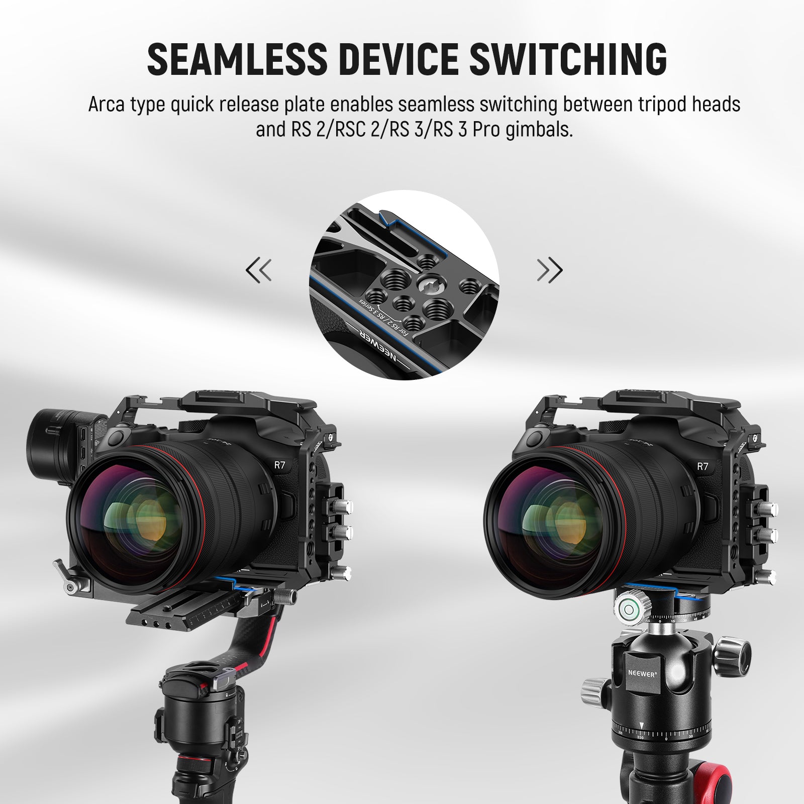 NEEWER CA038 R7 Camera Cage for Canon EOS R7 - Professional Aluminum Alloy DSLR Rig with Cold Shoe Mount & 1/4