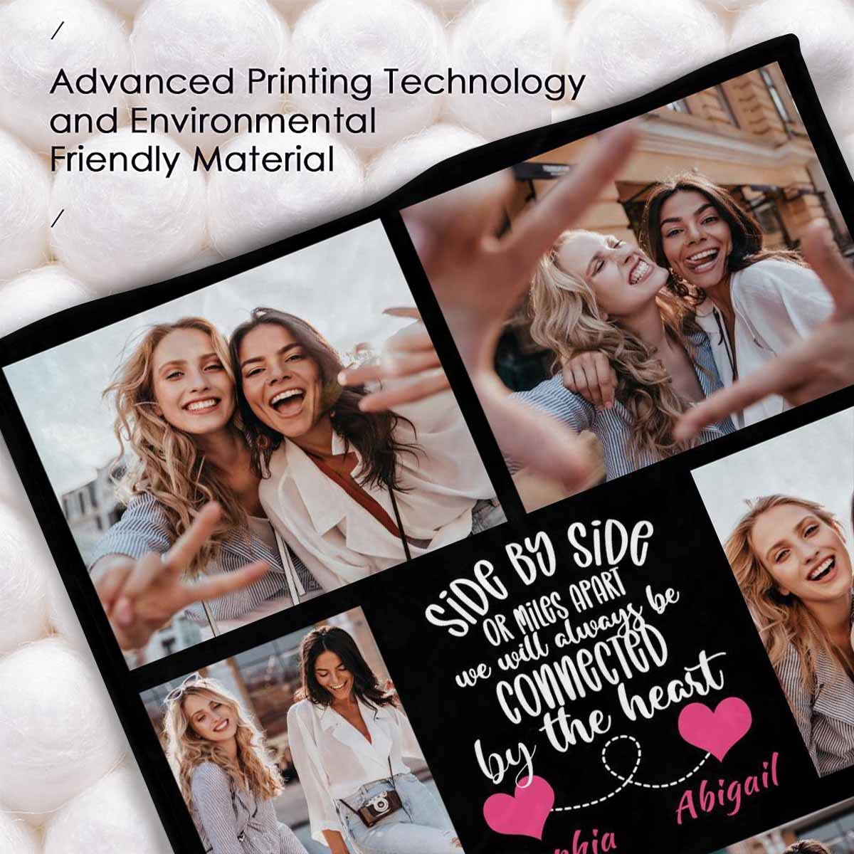 Personalized Custom Photo Fleece Blanket - Side by Side or Miles Apart Design - 6 Photos - Soft Lightweight Flannel Throw (32