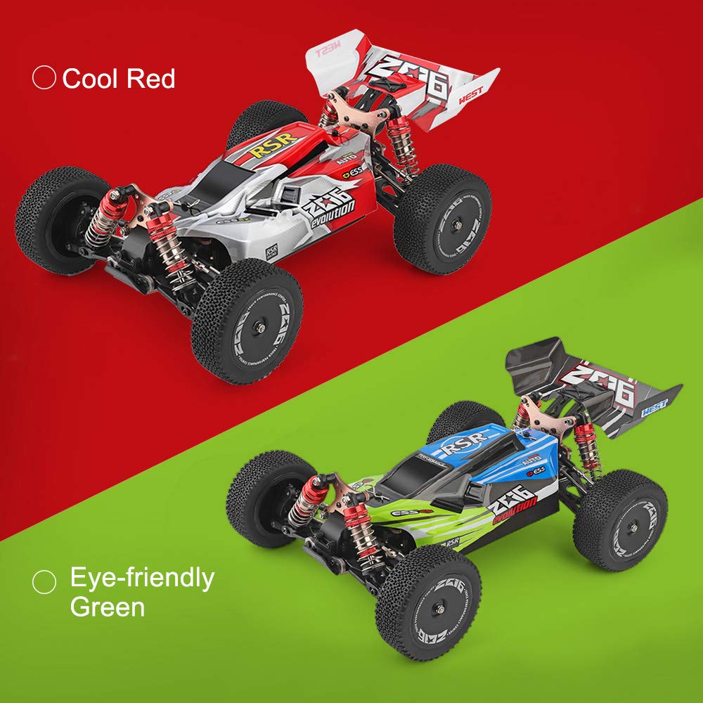 GoolRC WLtoys 144001 1:14 Scale 4WD RC Car - 60km/h High Speed Remote Control Off-Road Buggy with 2.4GHz Radio, RTR Aluminum Alloy Chassis & 550 Motor - Perfect for Adults Racing, Backyard Bashing & Off-Road Adventures (Red)