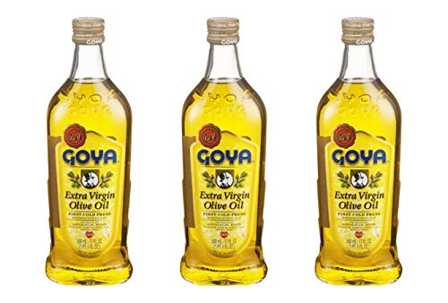 Goya Foods Extra Virgin Olive Oil 17 fl oz (Pack of 3) - Premium Cold-Pressed Cooking Oil for Salads, Pasta & Mediterranean Dishes