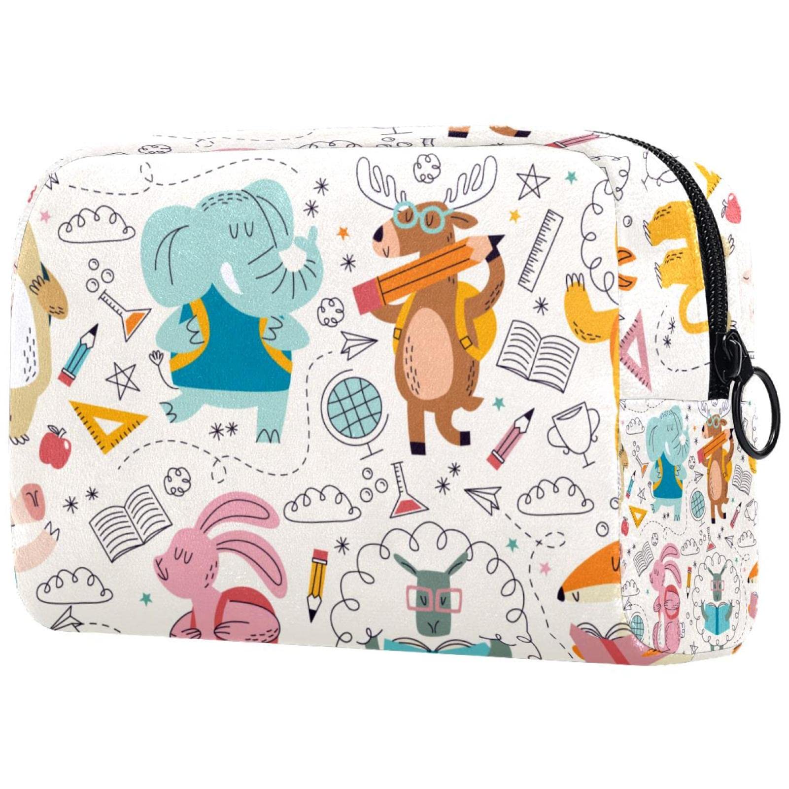 Large Cosmetic Bags for Women - Waterproof Travel Makeup Organizer with Zipper, Cute Animal Print Design for Campus, Gym & Vacation Toiletry Storage