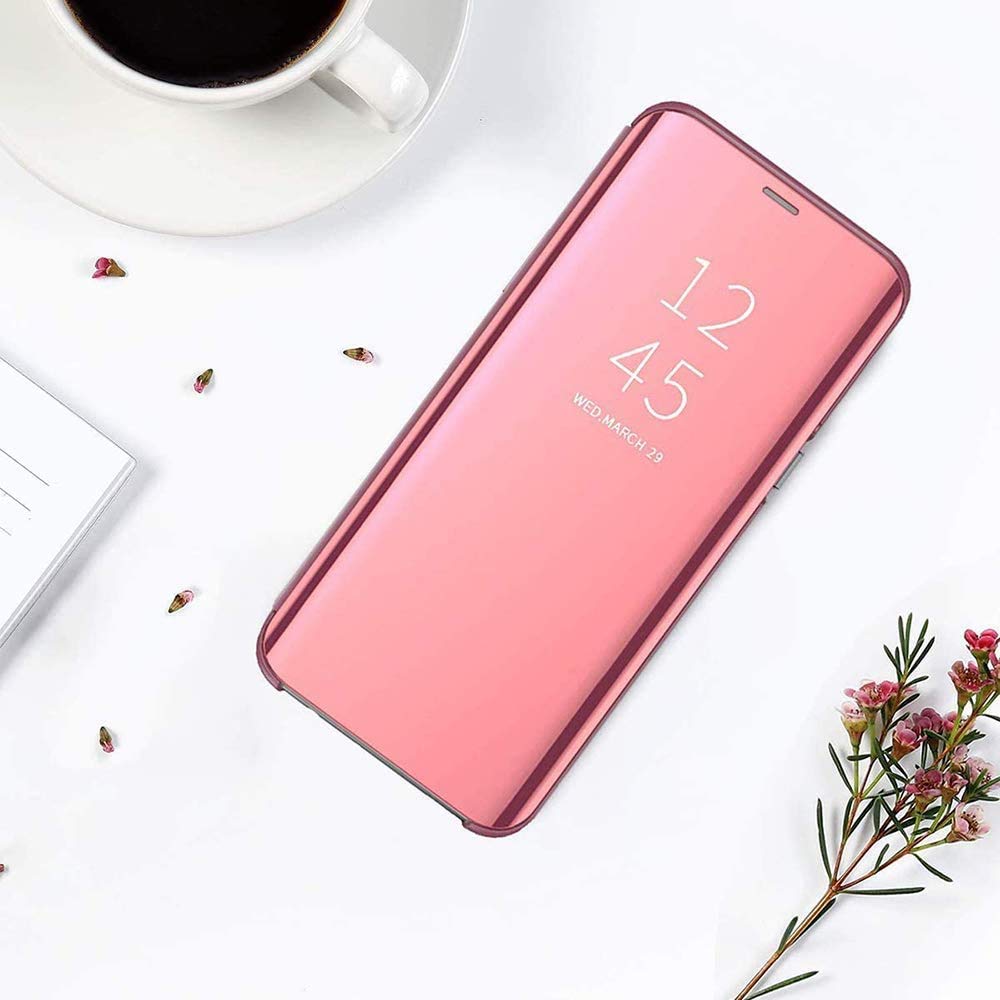 Premium Mirror Flip Case for iPhone 11 Pro Max - Rose Gold Stand Cover with Shockproof Protection | Stylish PC/PU Translucent Design | Perfect for Work, Travel & Everyday Use