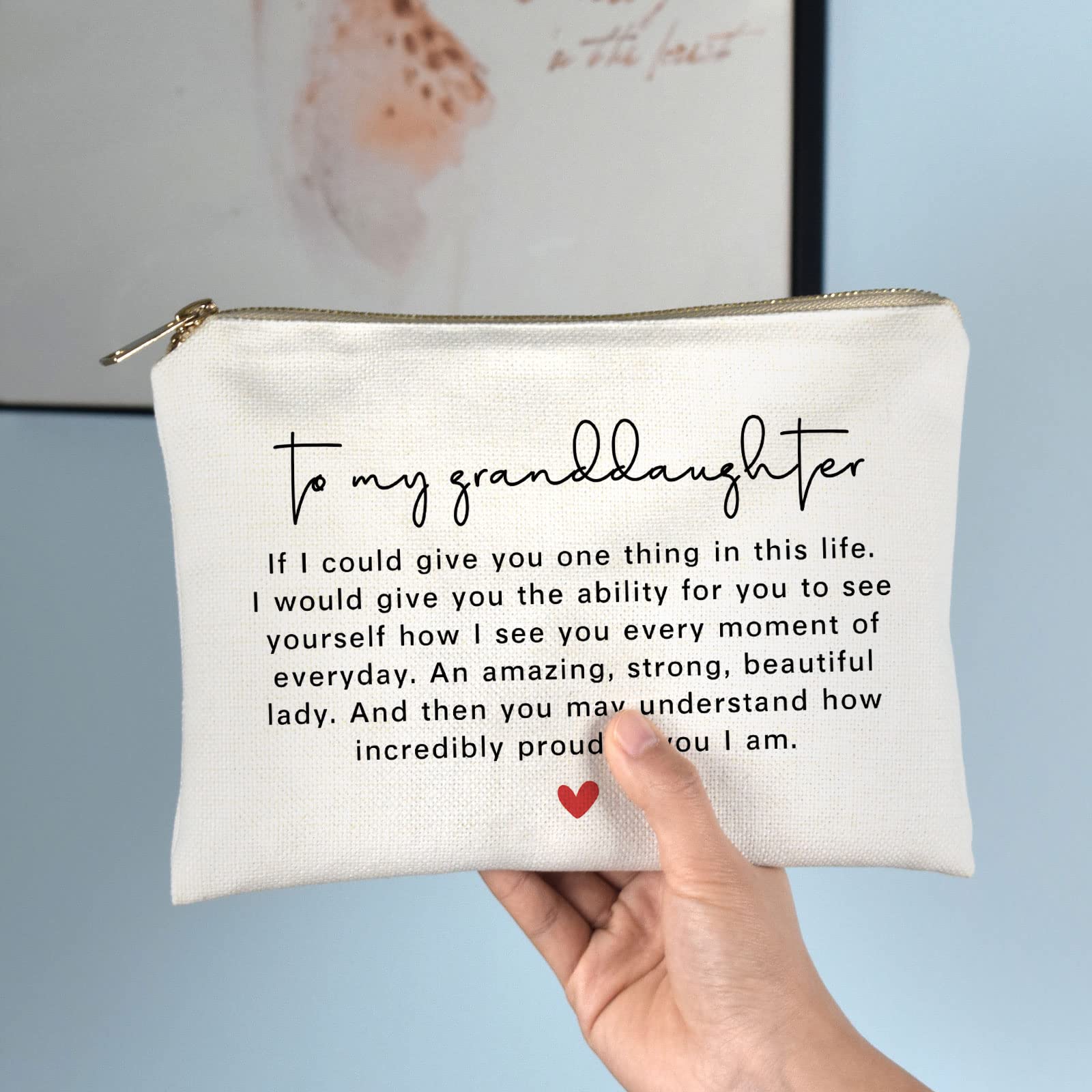 Personalized Makeup Bag Gift for Granddaughter - Perfect for Graduation, Birthday & Wedding | Cosmetic Organizer Pouch for Teens & Women | Ideal Gift from Grandmother