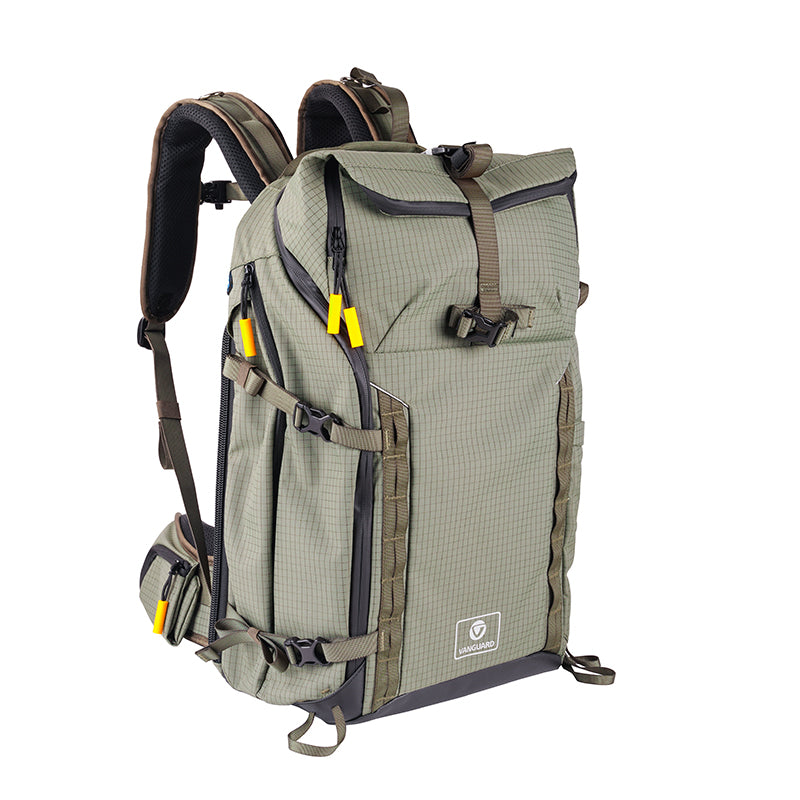 VEO Active 49 Khaki Green Camera Backpack with USB Charger Port - Waterproof DSLR Bag for Travel, Hiking & Photography Accessories Storage