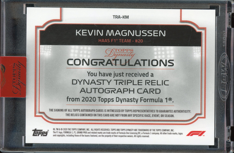 2020 Topps Dynasty F1 Kevin Magnussen #TRA KM Triple Relic Auto Racing Card - Perfect for F1 Collectors, Display Cases, and Sports Memorabilia Enthusiasts