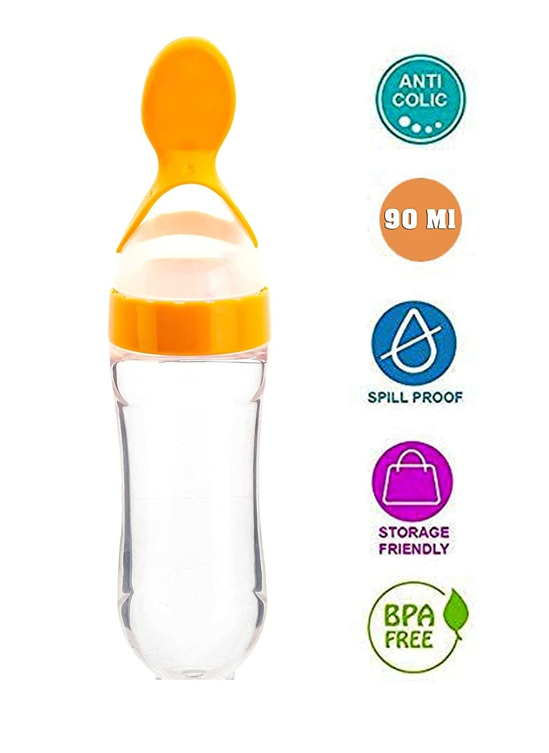 Manan Baby Feeding Essentials Combo Pack - 1 Baby Bib, 1 Feeder, 1 Feeding Spoon & 1 Fruit Nibbler (Multicolor, Print May Vary) - Perfect for Newborns & Toddlers at Home or Travel
