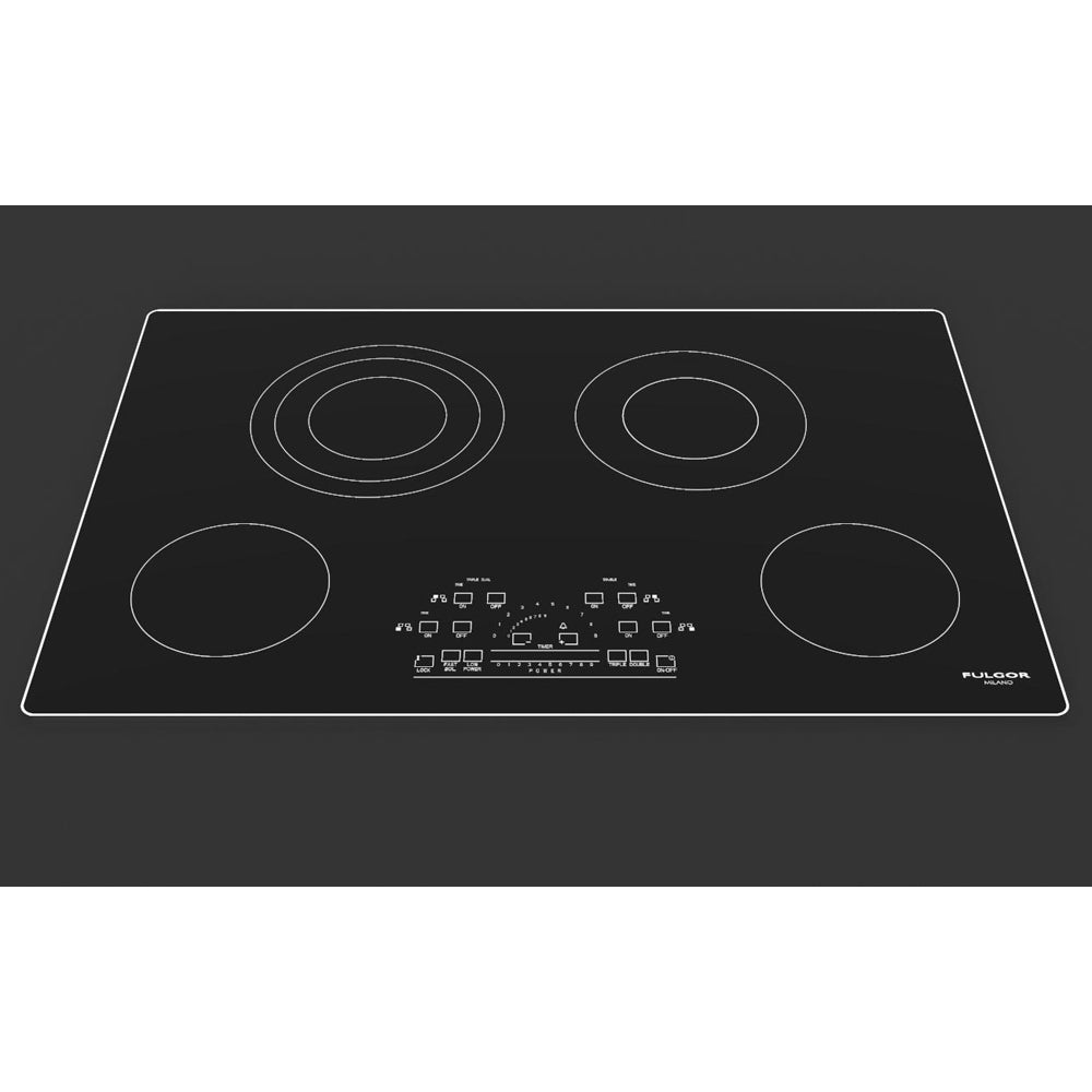 Fulgor Milano 30-Inch 600 Series 4-Burner Electric Cooktop with Glass Ceramic Surface - Stainless Steel (F6RT30S2) | Perfect for Modern Kitchens, Home Cooking & Professional Chefs