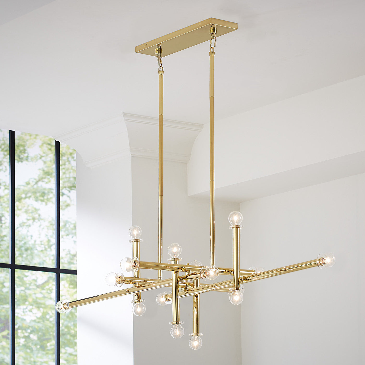 Milano Linear Chandelier - Modern 6-Light LED Pendant Lighting Fixture for Dining Room, Kitchen Island & Living Room Decor