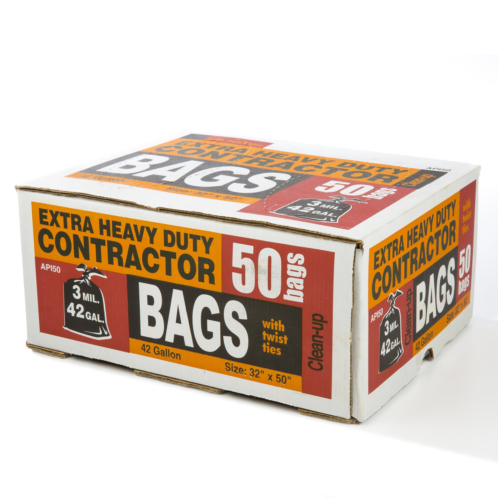 World & Main Extra Heavy Duty Contractor Trash Bags - 42 Gallon (50 Count) - Super Thick Garbage Bags for Construction, Yard Waste & Heavy Debris - Ideal for Home Renovation, Landscaping & Commercial Use