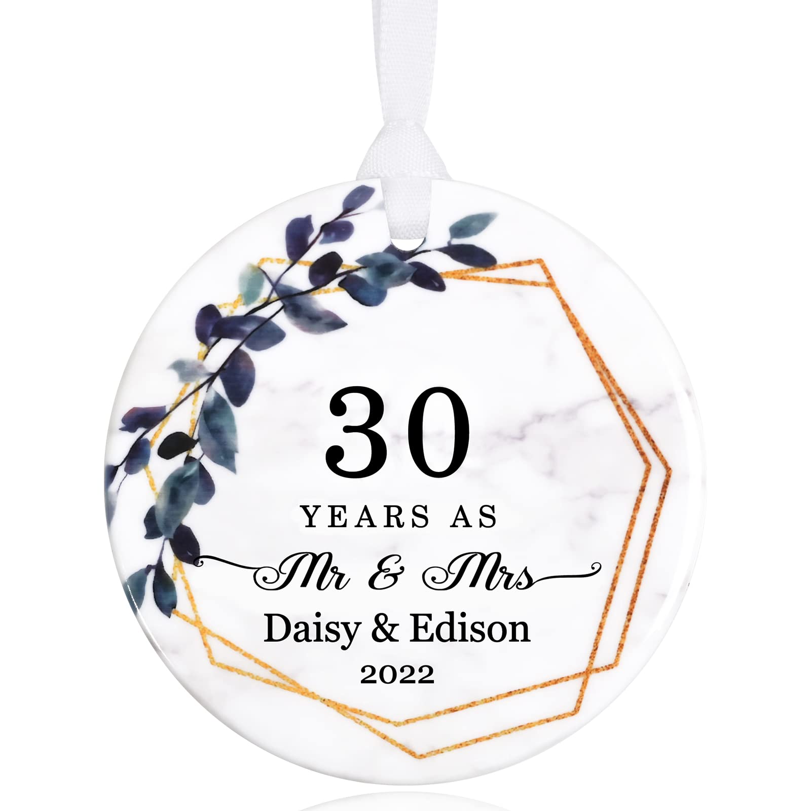 Personalized Mr. & Mrs. Christmas Ornaments - Custom Wedding Anniversary Gifts for Couples - Engraved Keepsake Tree Decorations - Perfect for Holiday Decor, Wedding Favors & First Christmas Together