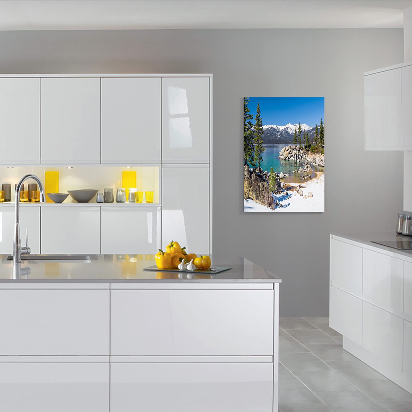 Lake Tahoe Scenery Canvas Wall Art - Framed Abstract Painting Print for Bedroom, Bathroom & Kitchen Decor - Ready to Hang Gift (36x24 inches) - Perfect for Home, Office & Vacation Rental Wall Decor