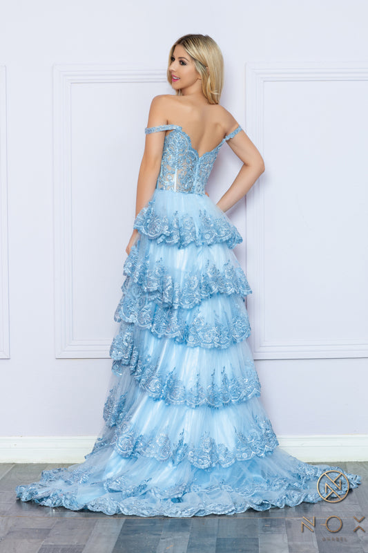 Pricilla Gown - Elegant Tiered Lace & Sequin Ball Gown for Prom, Wedding & Formal Events | Plus Size Evening Dress for Women