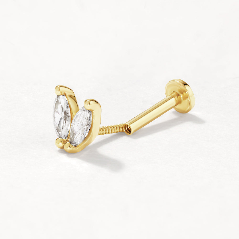 10K Gold Lab-Grown Diamond Double Marquise Helix Stud Earrings - Elegant Jewelry for Parties, Weddings & Special Occasions