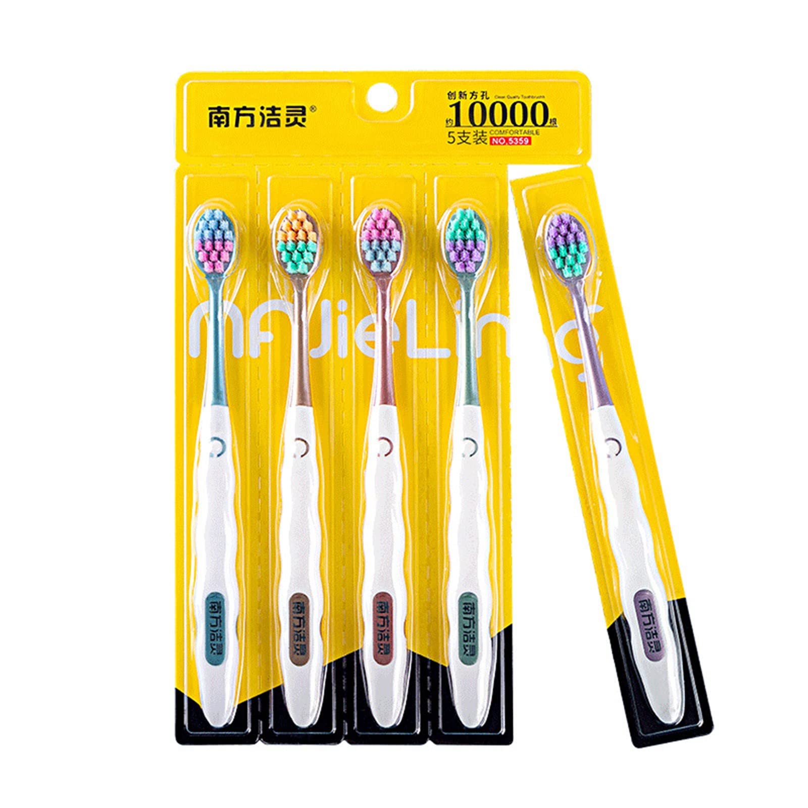 **Soft Charcoal Bristle Toothbrushes for Sensitive Gums - 5-Pack Travel Toothbrush Set with Compact Yogurt Cup | Ideal for Camping, Hiking & On-the-Go Oral Care**