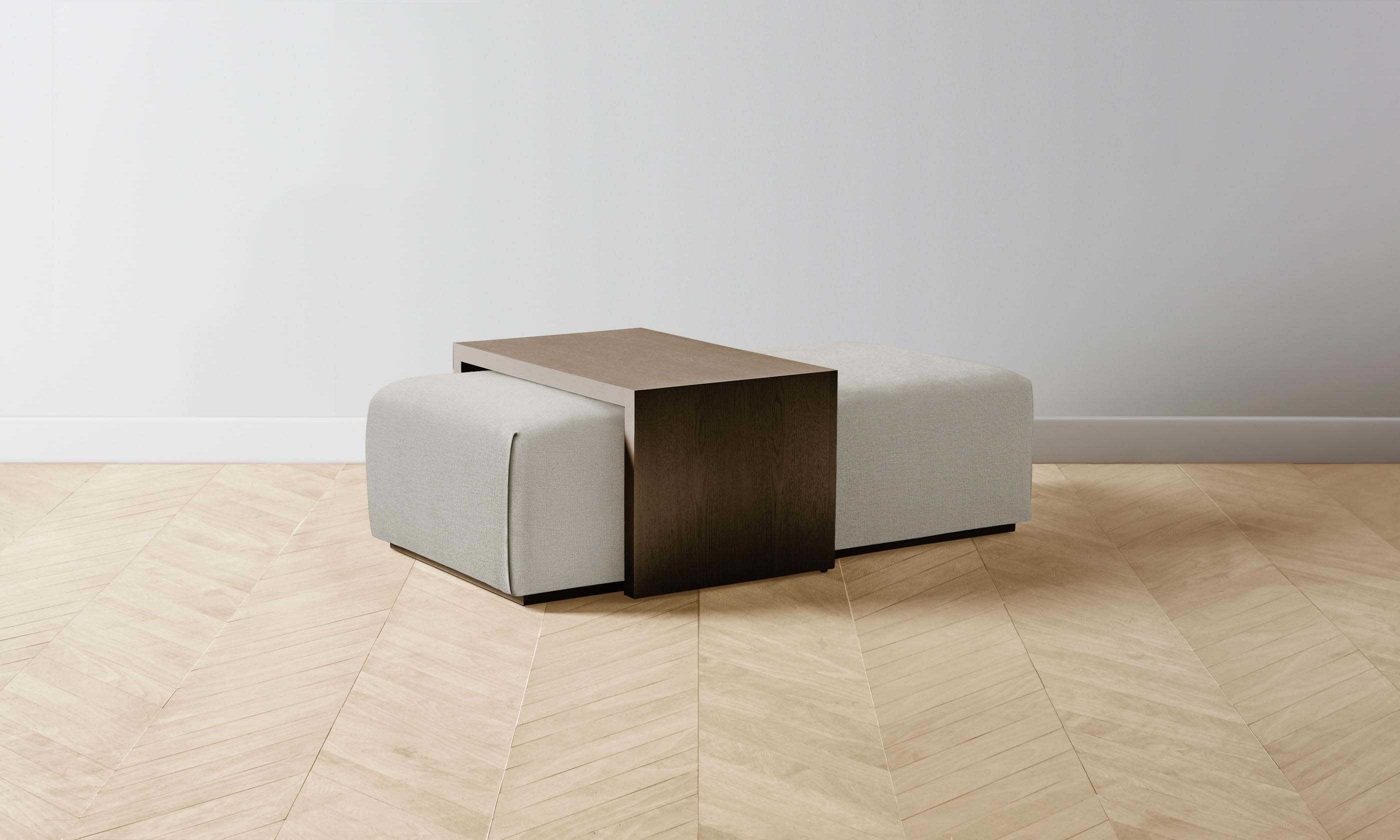 The Bowery Ottoman - Performance Linen Weave Beige Storage Bench with Removable Cushion | Modern Living Room, Bedroom & Entryway Furniture for Small Spaces
