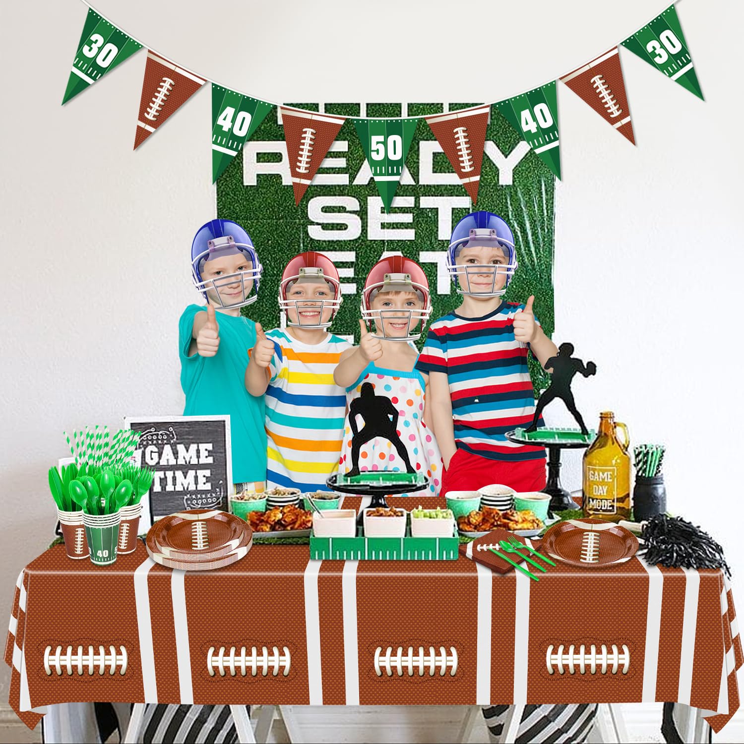Football Party Supplies Set - 20-Piece Dinner Plates, Dessert Plates, Cups, Napkins, Tablecloth, Straws & Banner for Game Day Decorations | Perfect for Football Themed Birthday Parties, Tailgates & Sports Events