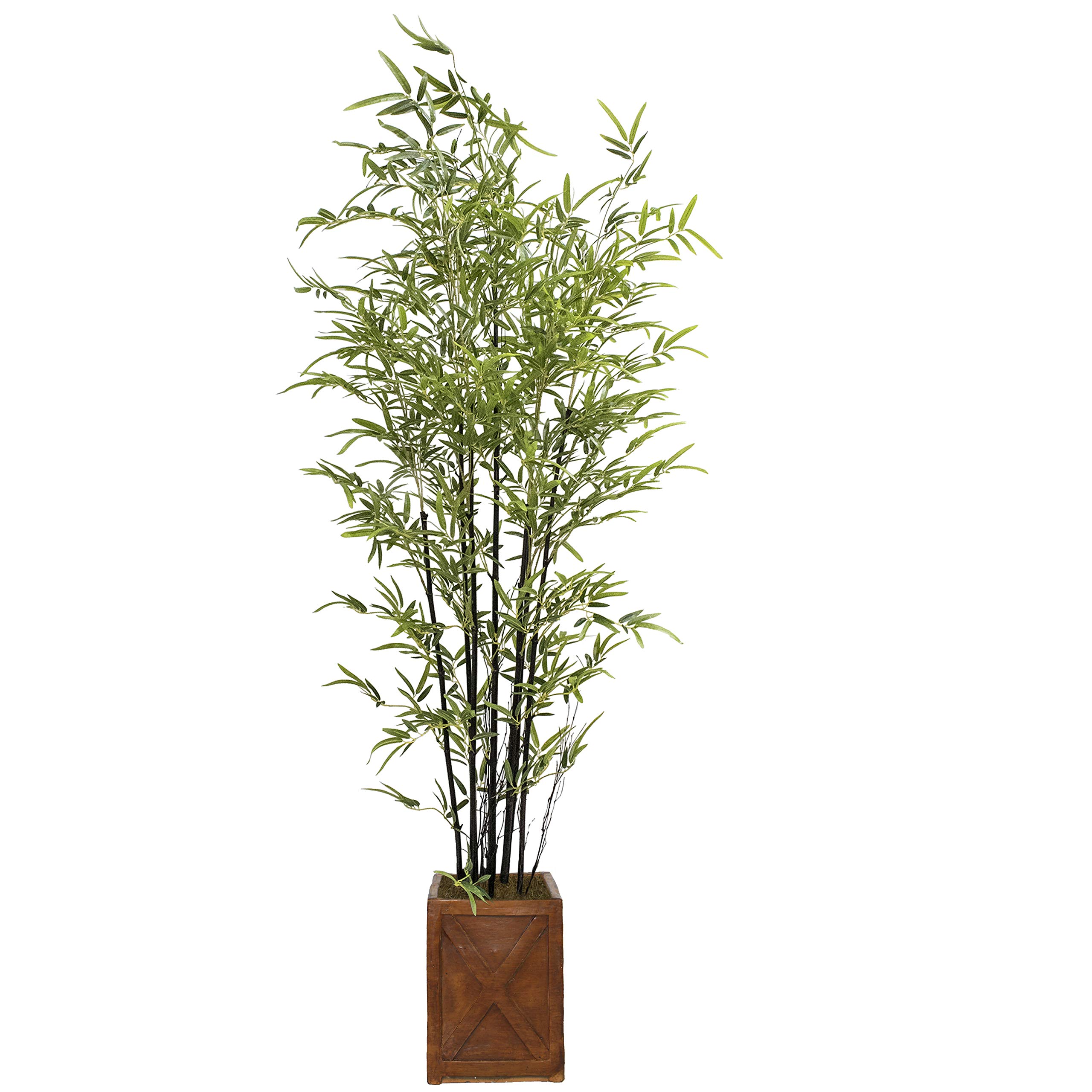 6.75ft Tall Artificial Bamboo Tree - Real Touch Faux Plant in Fiberstone Planter for Home & Office Decor | Vintage Style Indoor Greenery