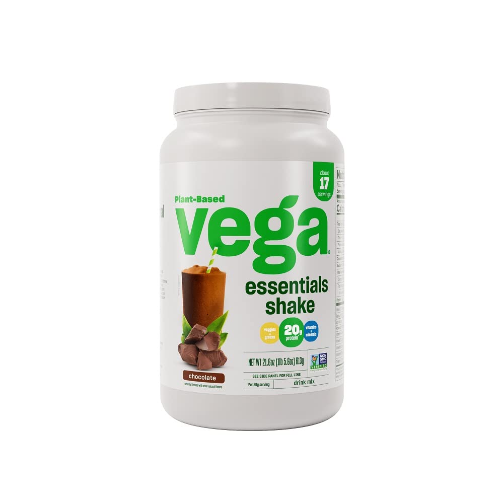 Vega Essentials Plant-Based Protein Powder, Chocolate Flavor - Vegan, Keto, Low Carb, Dairy-Free, Gluten-Free Pea Protein with Superfoods, Vitamins & Antioxidants for Men & Women, 1.4 lb (Packaging May Vary) - Perfect for Post-Workout Recovery, Smoothies & Healthy Meal Replacement