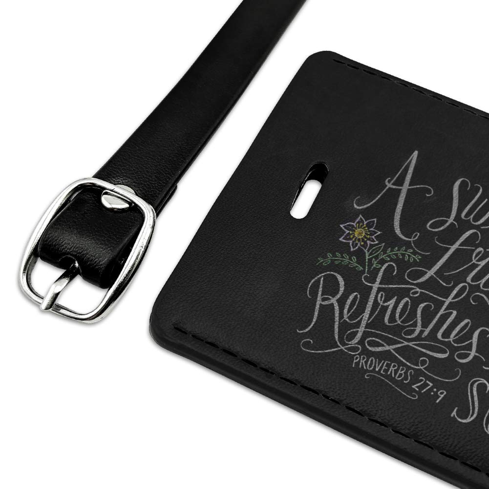 Sweet Friendship Refreshes Soul Leather Luggage Tag - Personalized Rectangle ID Card Holder for Travel Bags & Suitcases - Perfect for Vacation, Business Trips & Gift Giving