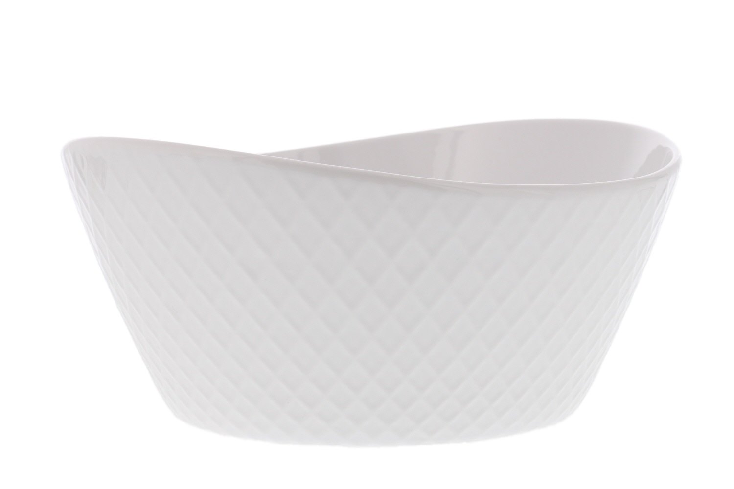 Over and Back 4-Piece Porcelain Serving Bowls Set with Diamond Pattern Design – Microwave, Dishwasher & Oven Safe – White Decorative Bowls for Appetizers, Sides & Dinner – Perfect for Entertaining, Family Gatherings & Holiday Serving