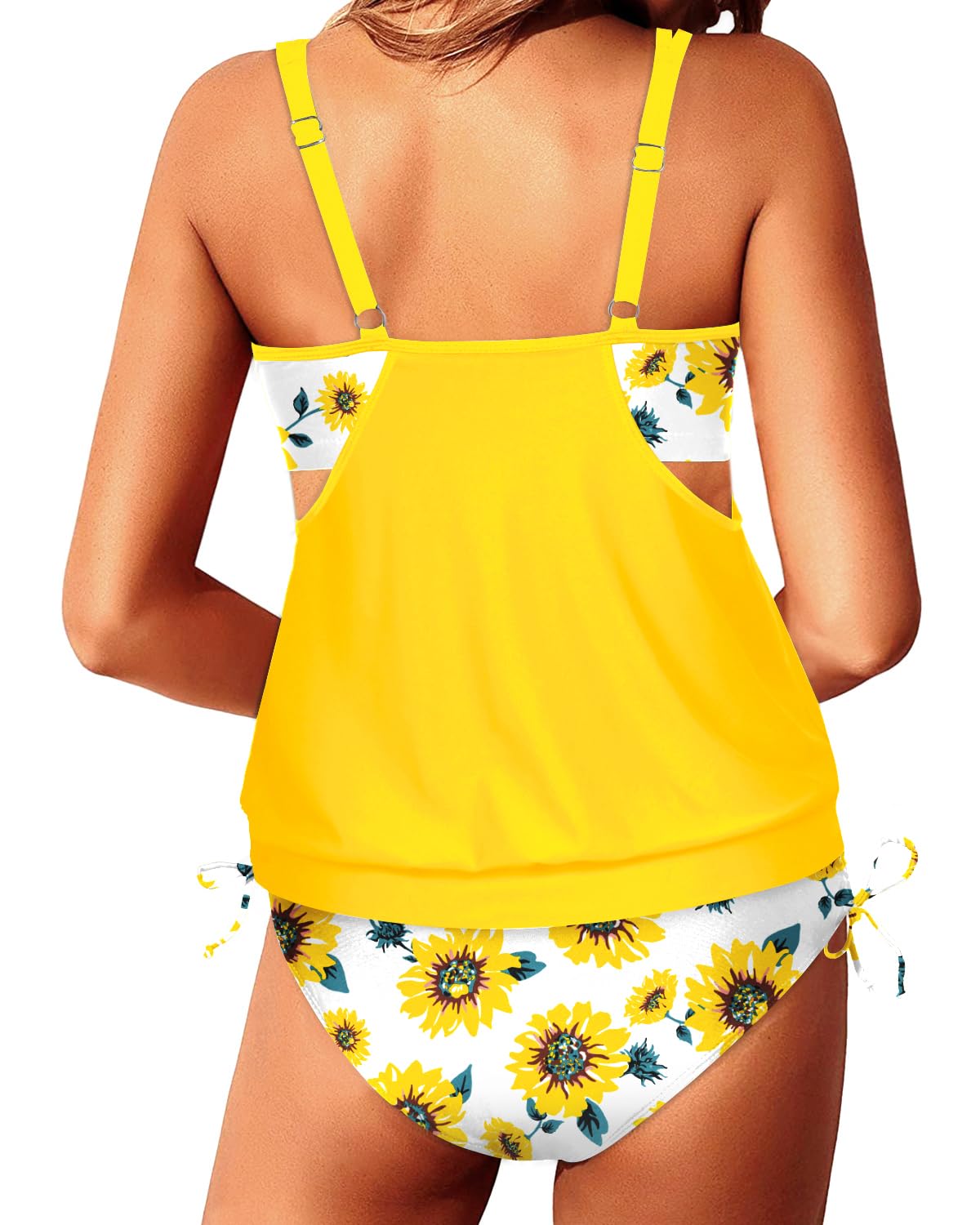 **Yonique Women's Athletic Tankini Swimsuits - Blouson Swim Top & Bikini Bottom 2-Piece Bathing Suit | Double Up Swimwear for Beach, Pool & Water Sports**