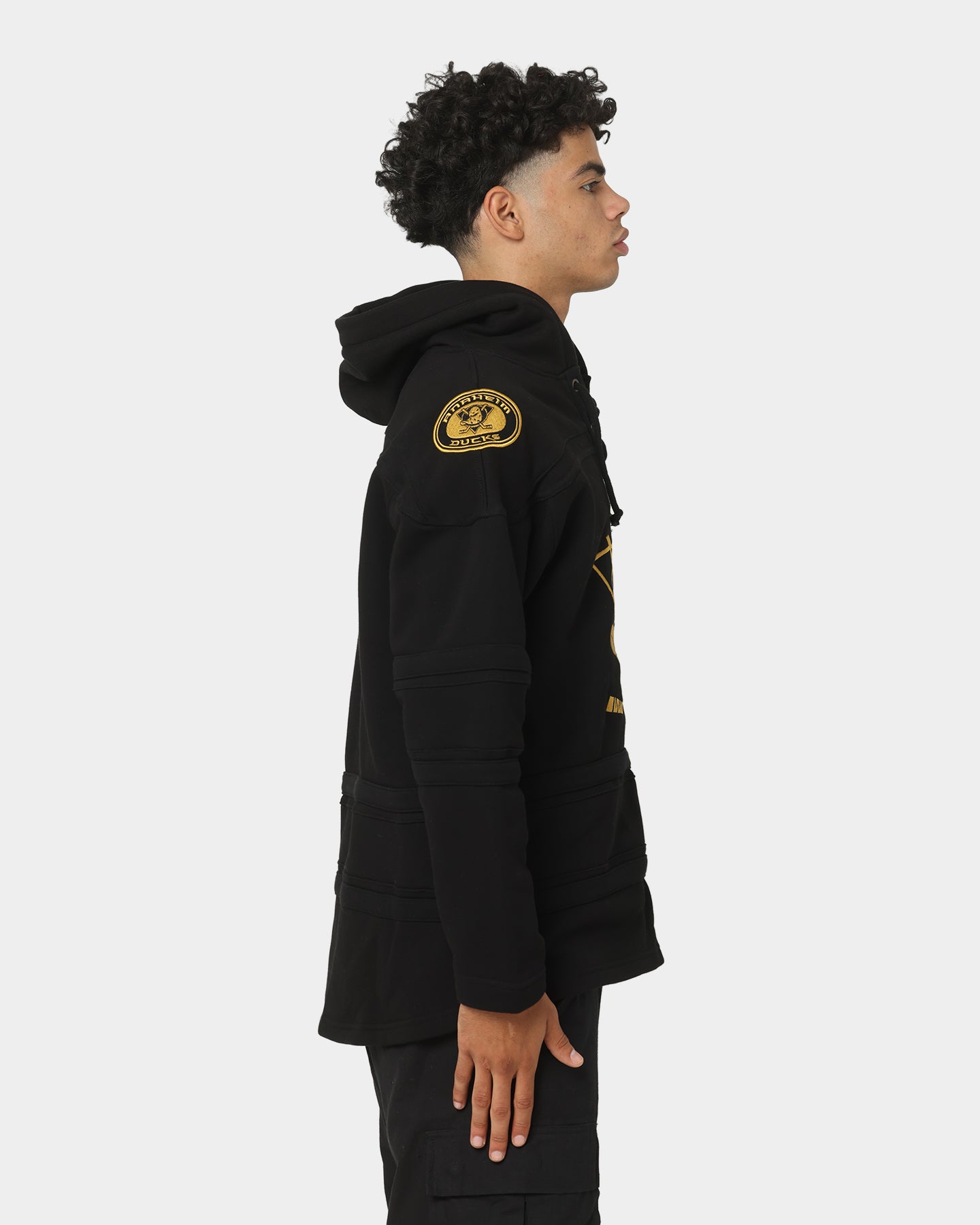47 Brand Anaheim Ducks Superior Lacer Hoodie Black/Gold - Men's NHL Hockey Team Zip-Up Sweatshirt for Game Day & Casual Wear