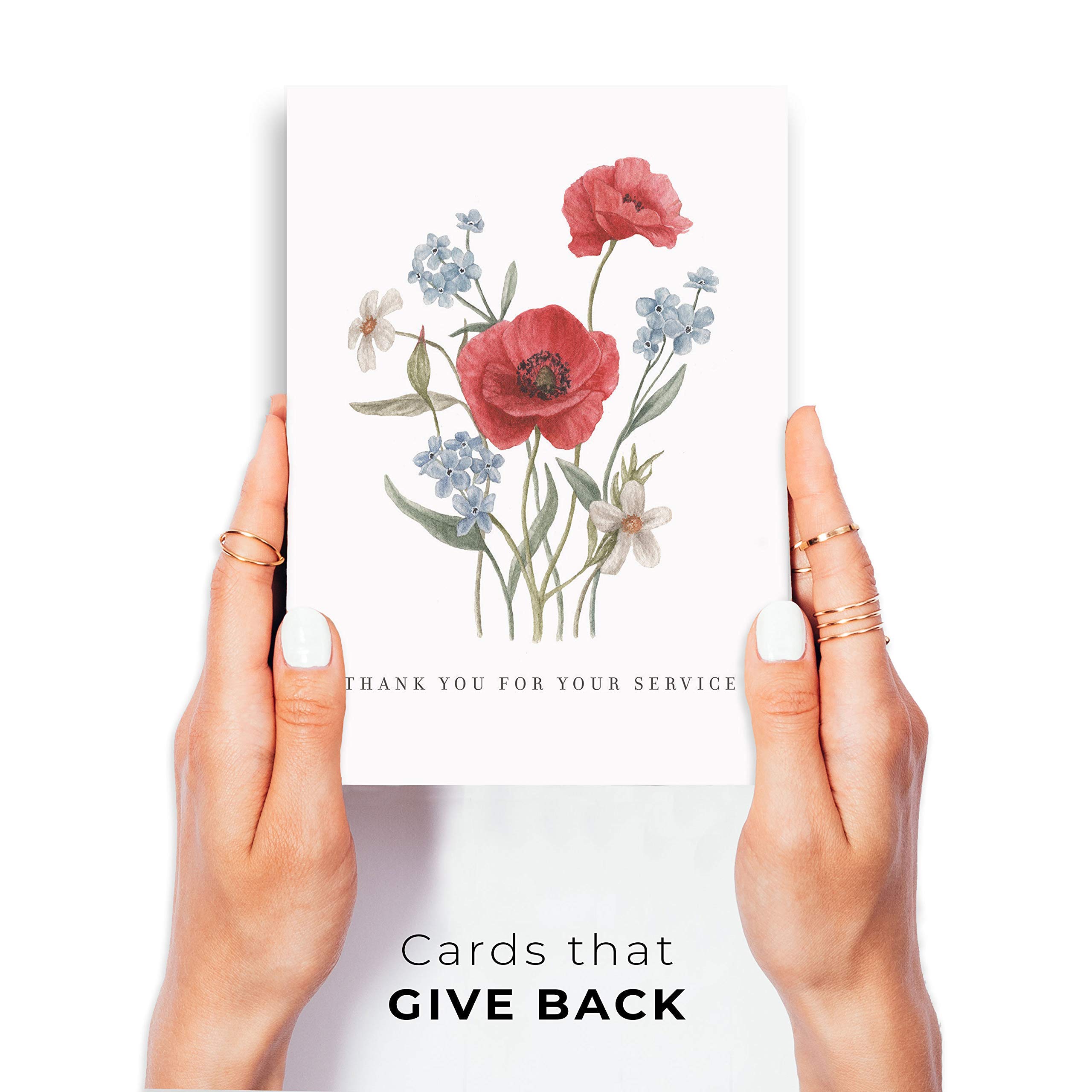 Wunderkid Thank You for Your Service Card - Patriotic Memorial Day Greeting Card 2023 (Blank Inside, Single Card) - Perfect for Veterans Day, Military Appreciation & Patriotic Events