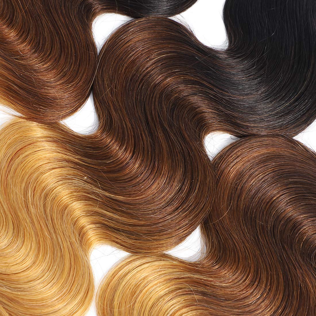 1B/4/27 Ombre Brazilian Human Hair Bundles - 20inch Body Wave Virgin Hair Weft Extensions for Natural Look | Perfect for Salon Styling, Daily Wear & Special Occasions
