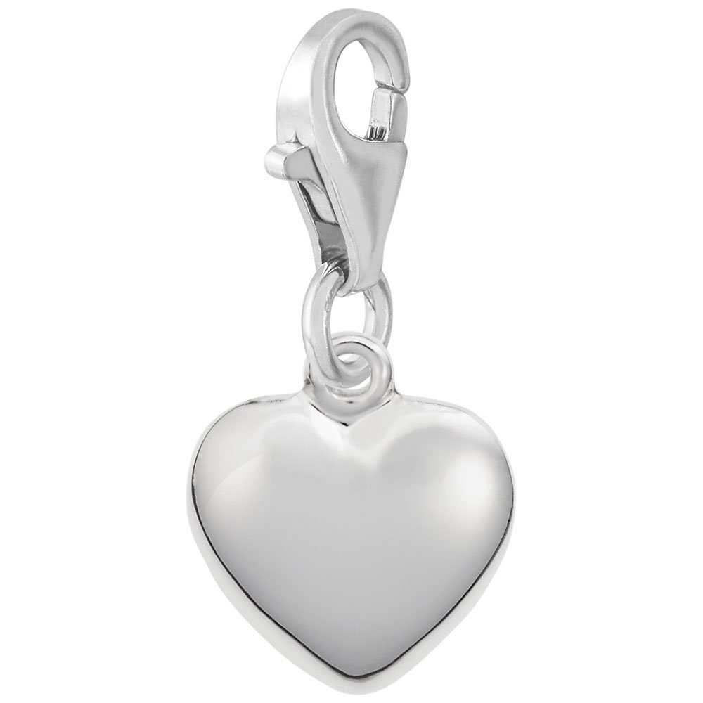 Heart Charm Pendant with Lobster Claw Clasp - Sterling Silver Charms for Bracelets & Necklaces - Perfect for Valentine's Gifts, DIY Jewelry Making & Everyday Wear