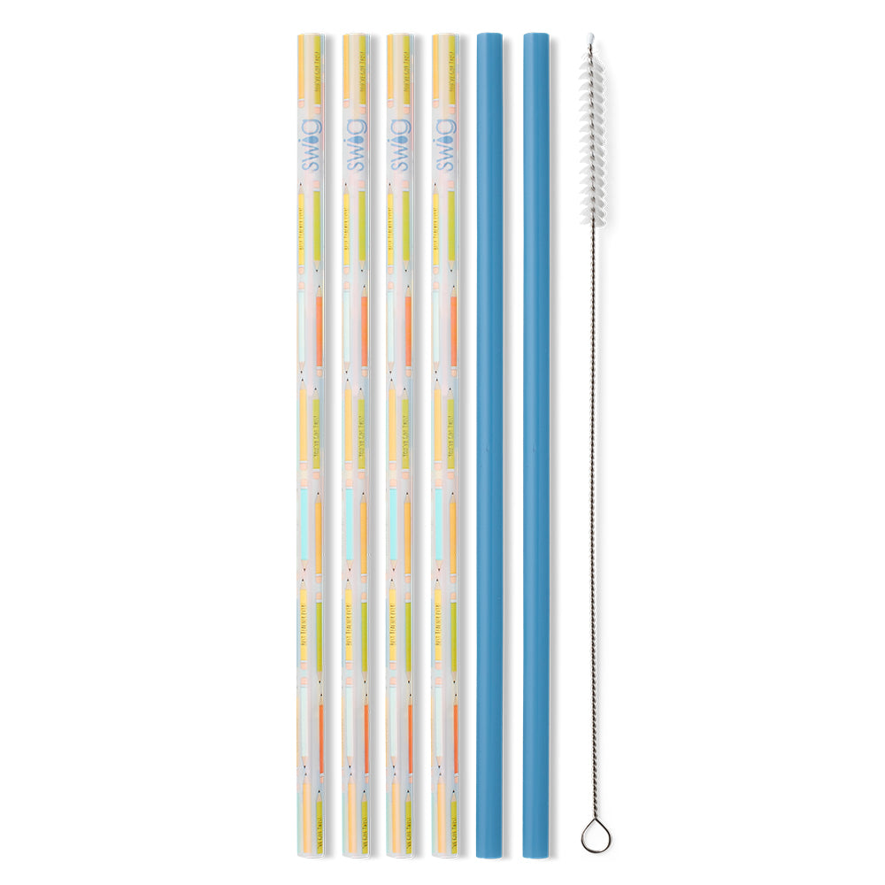 Eco-Friendly Blue Reusable Straw Set - Perfect for Teachers, Home, Office & Travel - BPA-Free Stainless Steel Drinking Straws with Cleaning Brush
