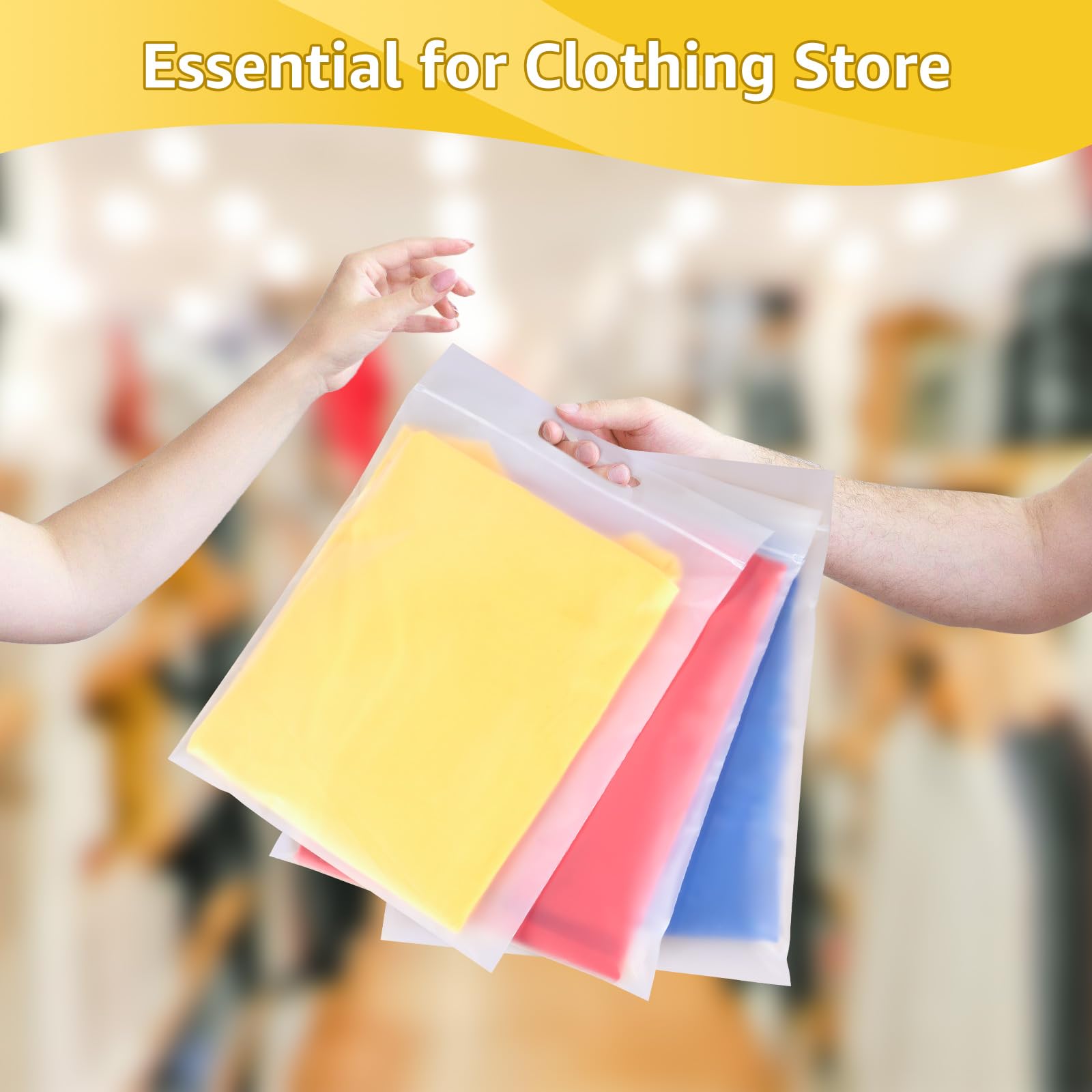 11x14 Inch Clear Frosted T-Shirt Bags - 100 Pack Zipper Shipping Bags with Handle for Small Business | Perfect for Retail, Online Stores & Clothing Packaging