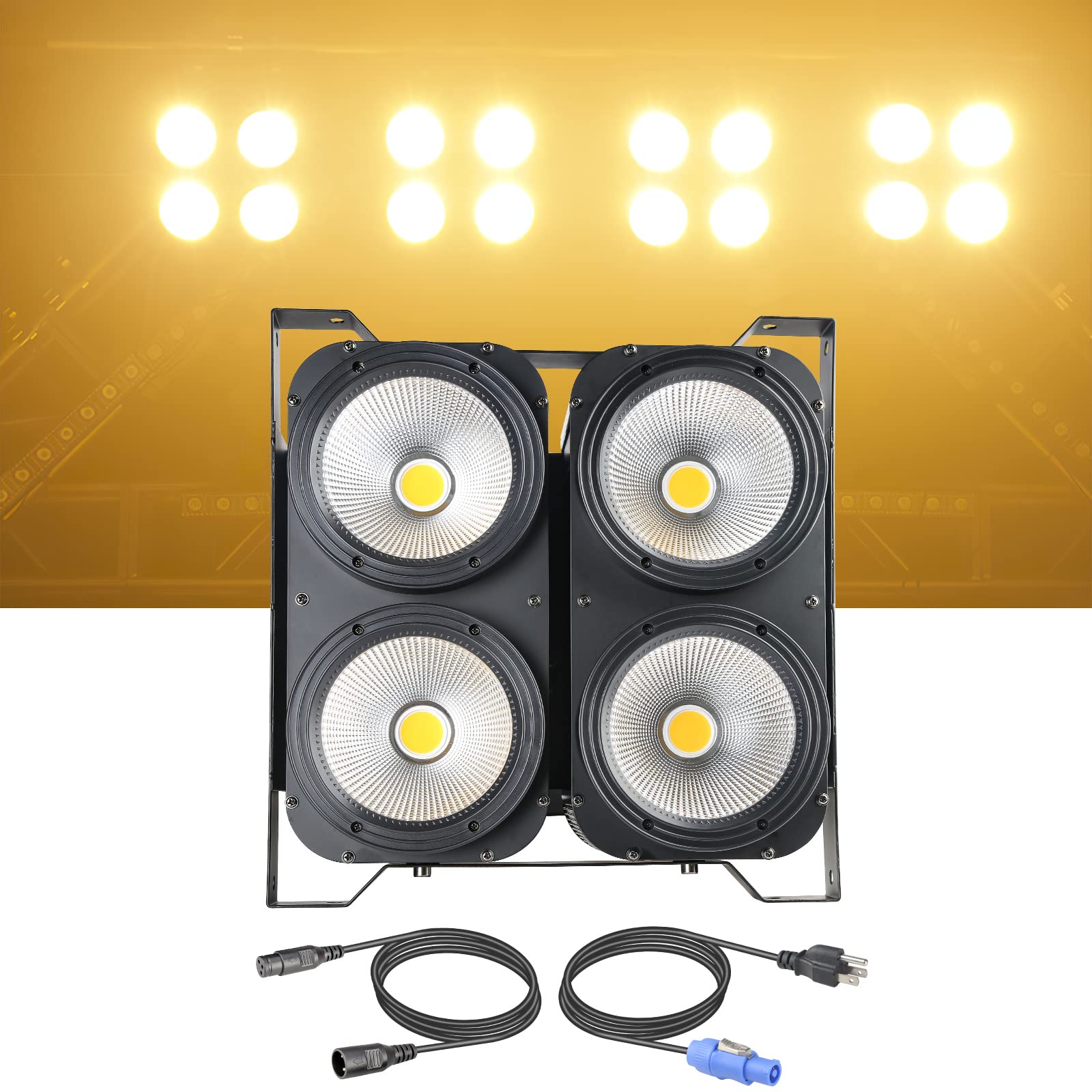 4x100W COB LED PAR Lights - DMX Blinder Stage Lighting with 3200K Warm White - 4 Eye Matrix for DJ, Disco, Wedding & Party Events - Perfect for Stage Shows, Clubs, and Live Performances