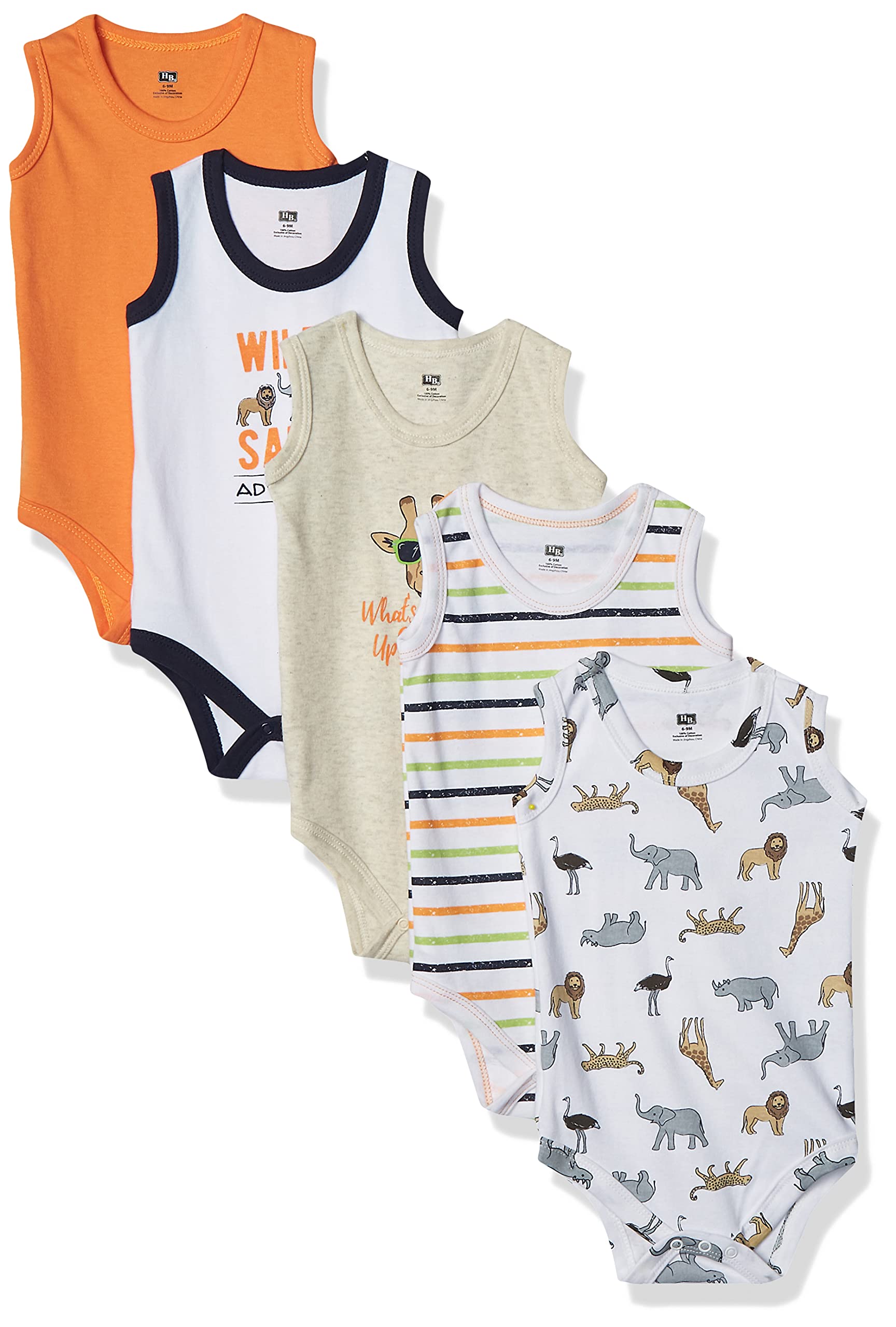 Hudson Baby Unisex Cotton Sleeveless Bodysuits for Newborns & Infants - Soft Breathable Onesies for Summer, Playtime & Everyday Wear