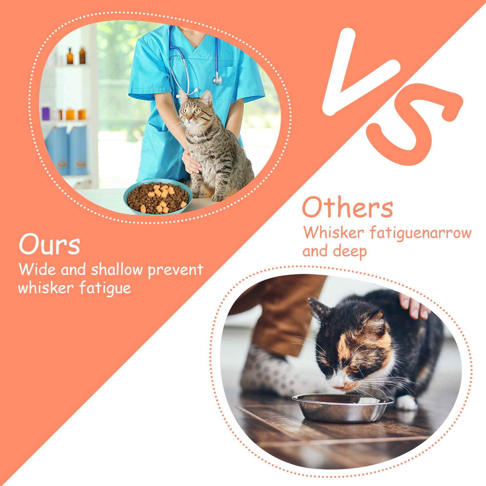Eco-Friendly Cat Bowls for Food and Water - 6 Inch Whisker Fatigue Free Pet Dishes, Unbreakable Wheat Straw Cat Bowls Set of 8 - Perfect for Indoor/Outdoor Feeding, Travel & Multi-Cat Homes