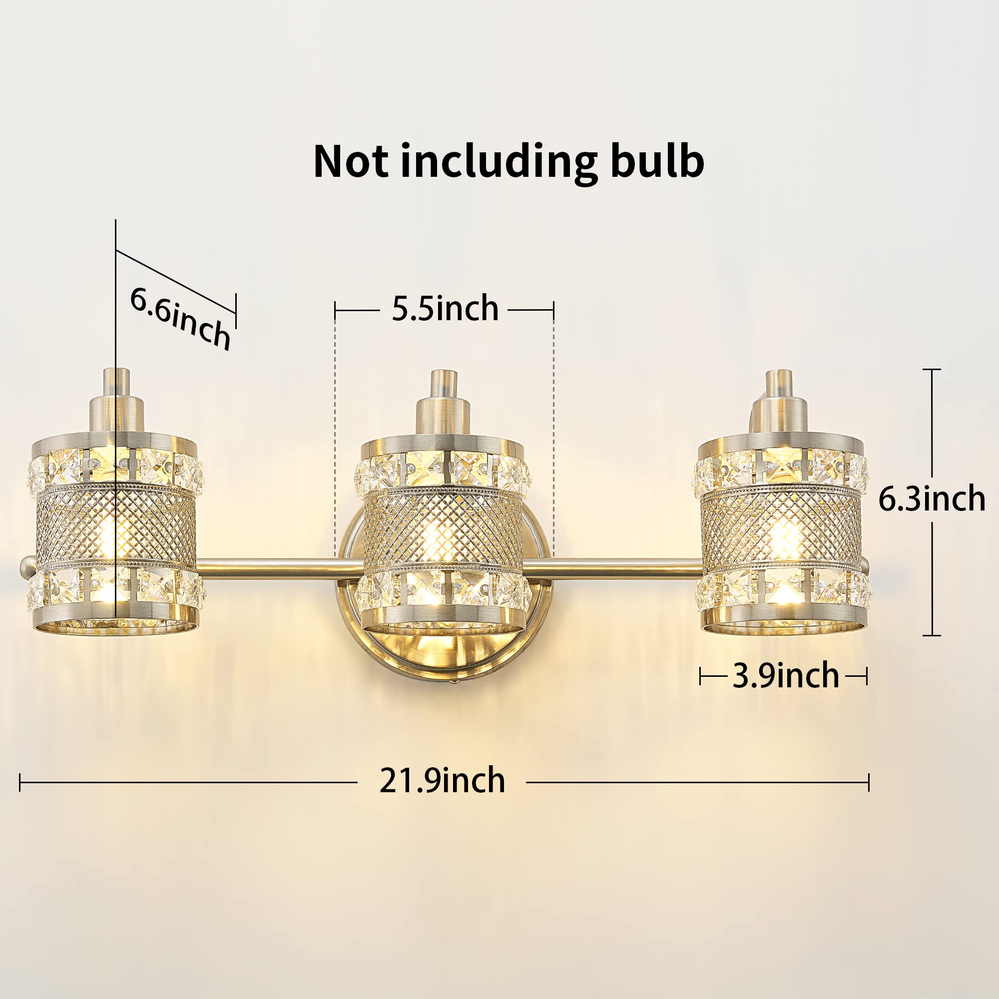 Modern Chrome Crystal Vanity Light - Bathroom Wall Sconce with Brushed Nickel Finish, Over Mirror Lighting Fixture for Bedroom, Restroom, Dining Room & Kitchen (Bulbs Not Included) - Perfect for Makeup, Shaving & Ambient Lighting